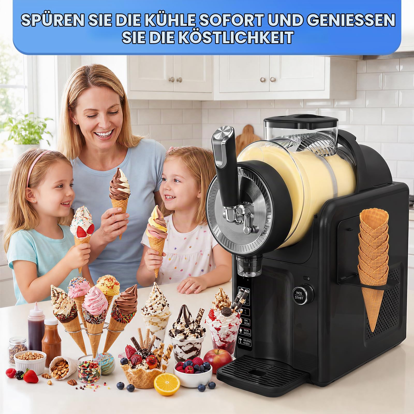 Slush Maschine,slushie maschine 2L Softeismaschine,Slushie Maschine für Zuhause,Maschine mit LED-Display,6 voreingestellte Programme für Eiscreme, Smoothies, Milchshakes, Slush-Cocktails und Margarita