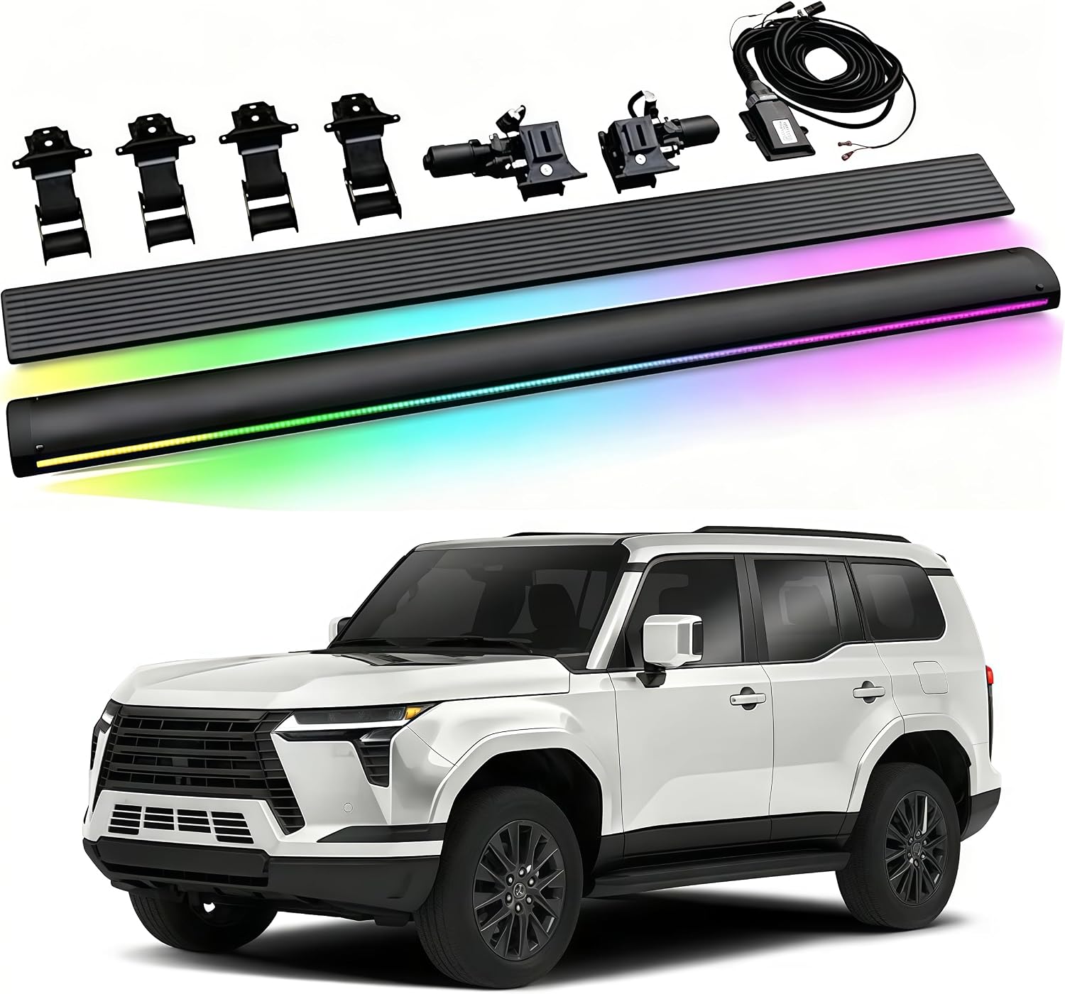 2PCS Power Electric Running Boards w/LED Lights Fit for Lexus GX550 2024 2025 2026, Automatic Retractable Side Steps Nerf Bars, Anti-Slip & Waterproof Design