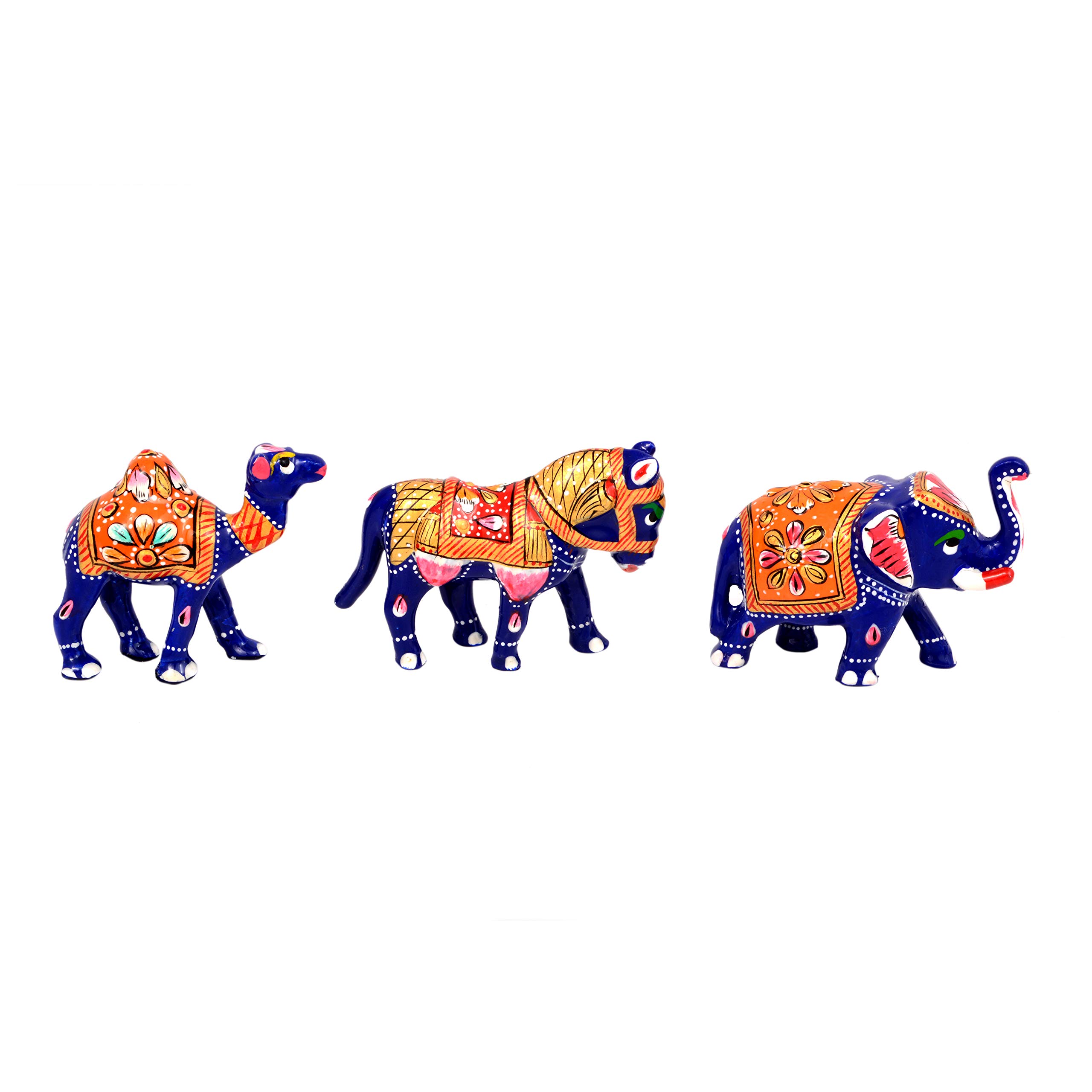 Statuettes bois fait main cheval éléphant chameau | Cadeau déco maison