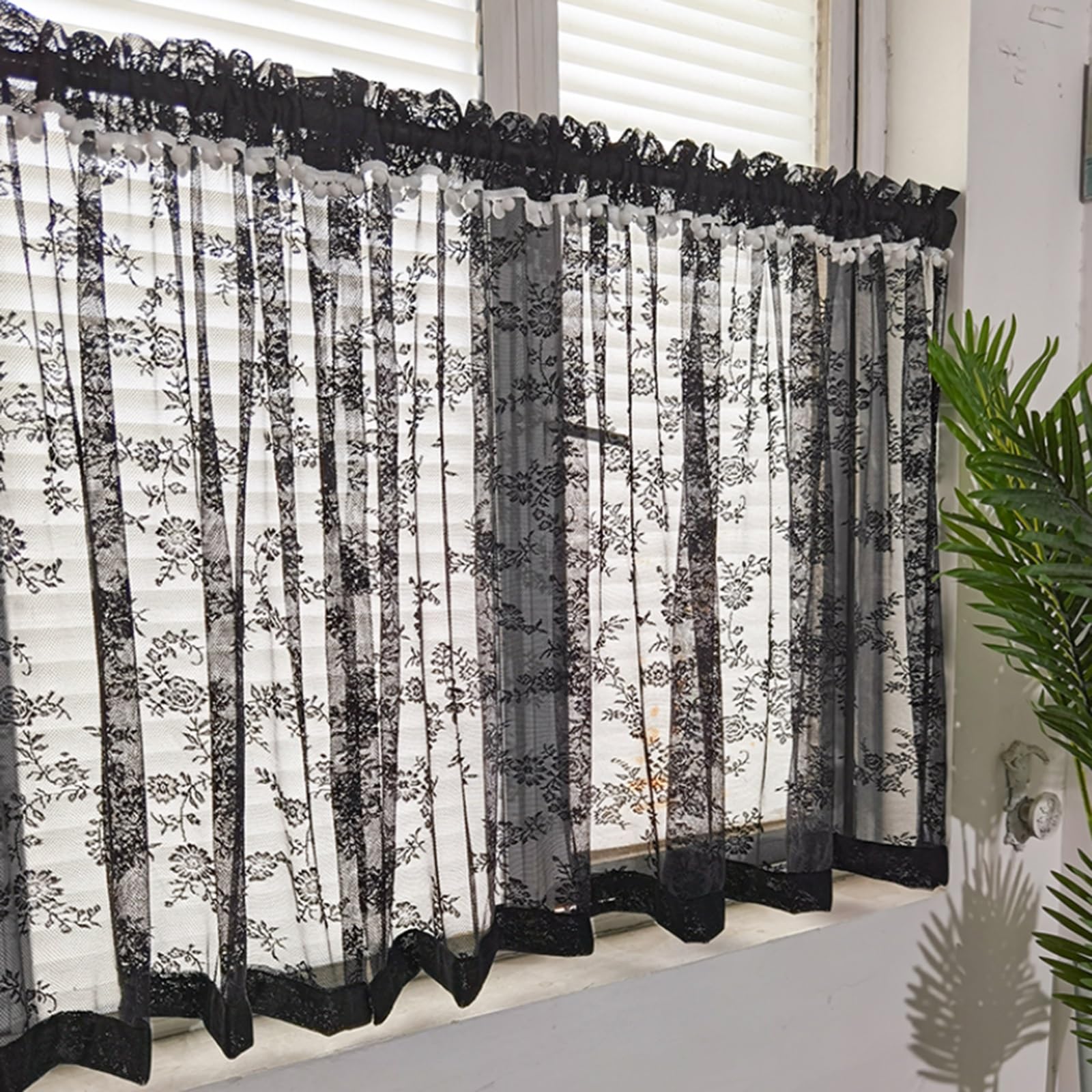 Rideaux de dentelle brodée haut de gamme, cantonnière de fenêtre chic pour salon raffiné