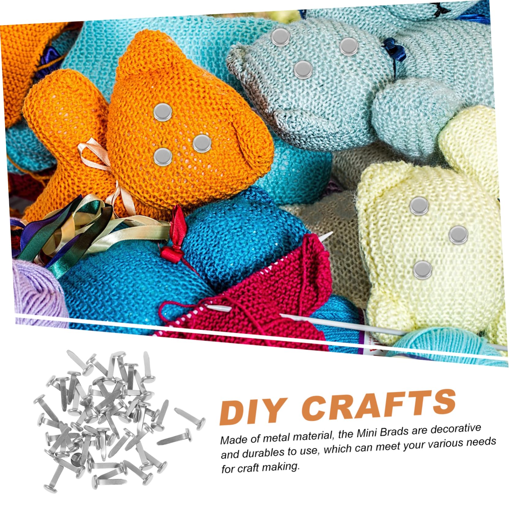 Operitacx DIY Brads 50pcs Metal Paper Brads Double Foot Spikes for Craft Projects