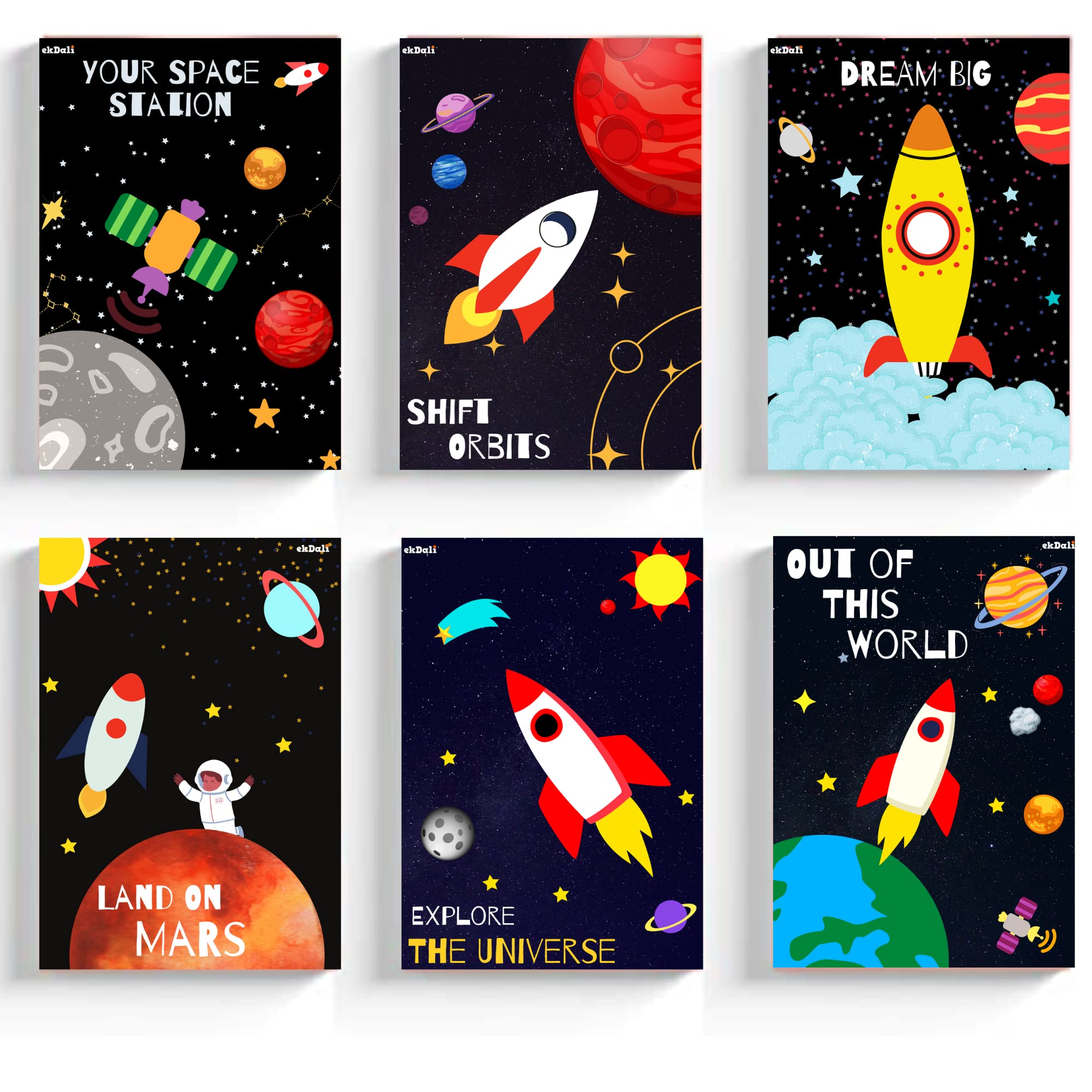 EKDALI Inspirational Learning Outer Space posters, Educational Astronomy | Learn About Rockets & Satellites,Space stations | space sticker_(Multicolour, 6 x 8 Inch), 6 Pieces