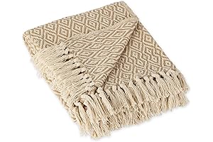 DII Rustic Farmhouse Double Diamond Woven Outdoor Throw Blanket, 50"x60"