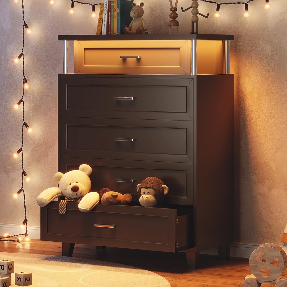 37/mo Finance AOGLLATI Dresser for Bedroom with Led Light, 5 Drawer