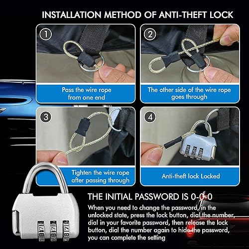 Miniatura 7 de Funda para automóvil Mini CooperCooper S 2002-2023 210D para exteriores, impermeable, protección UV, con capa de algodón, puerta con cremallera,