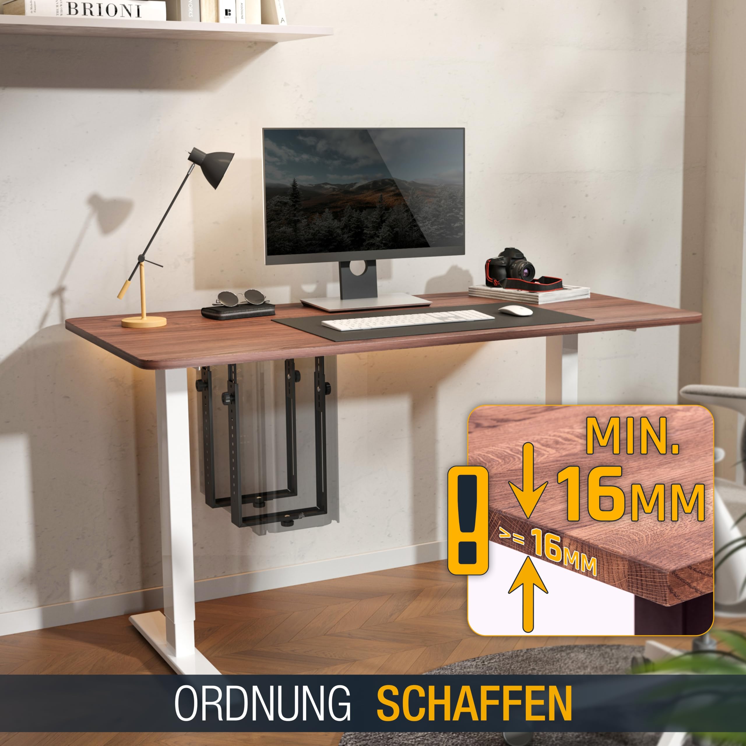 Ricoo Computer PC Halterung unter Schreibtisch Höhenverstellbar Rechner Aufhängung für Untertisch bis Server Rack Gehäuse TRH02-B Tischhalterung Montage Computer-Halterung Halter Flexibel – Bild 4