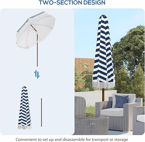 Miniatura 8 de Outsunny Sombrilla de patio al aire libre de 7 x 7 pies con inclinación, ventilación, sombrilla de mesa de mercado con volantes y volantes con