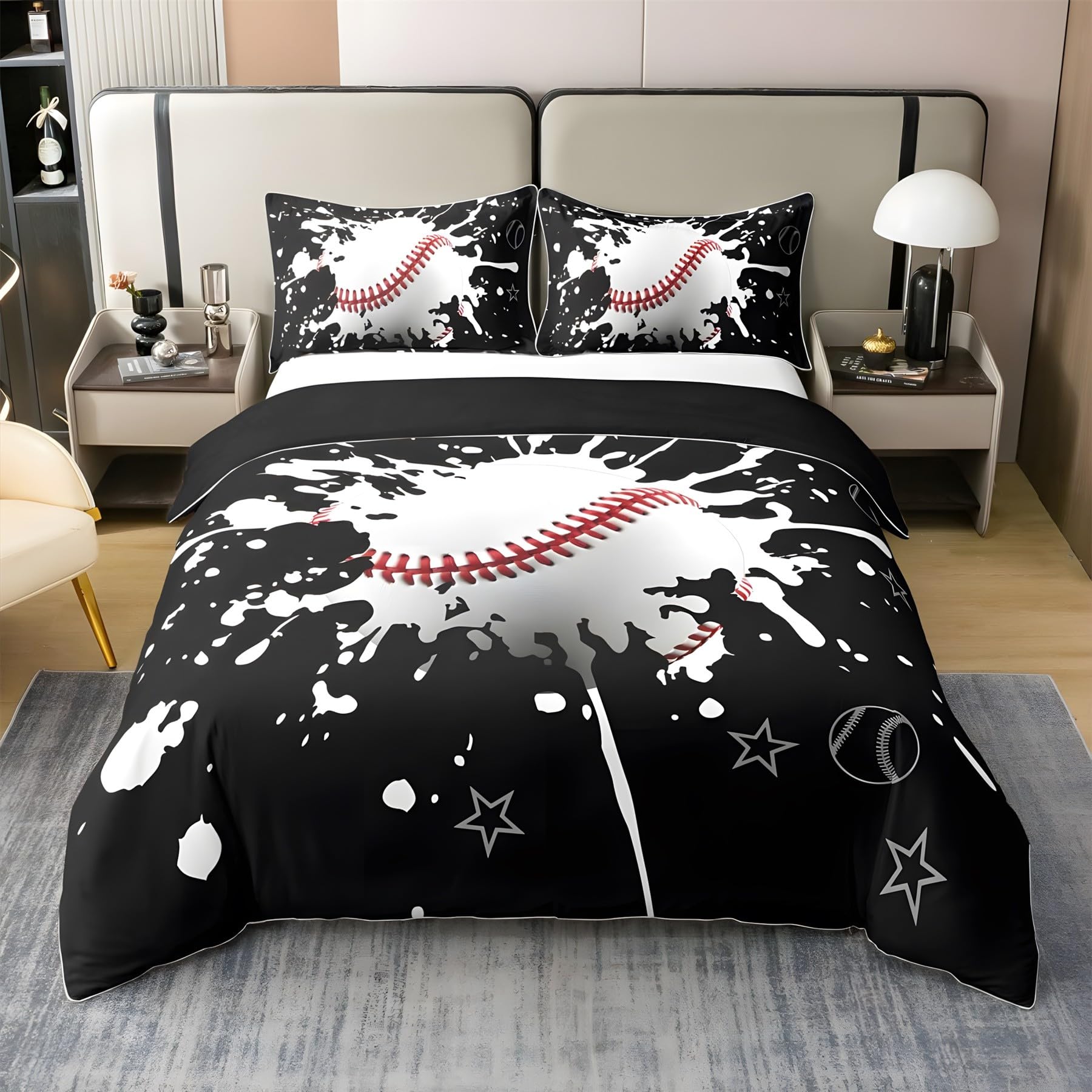 Parure de lit 90x190 baseball enfant pour une décoration de chambre de jeune sportif