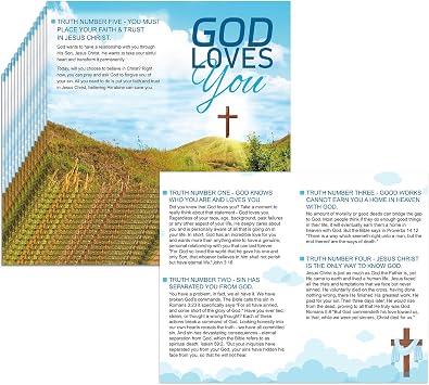 Dunzoom 300 Pcs Gospel Tract Card Salvation Plan Cards Bible Tracts 7 x 5.5 Inch Christian Inspirational Bible Verses Greeting Men Women Church SuppliesGod Loves You