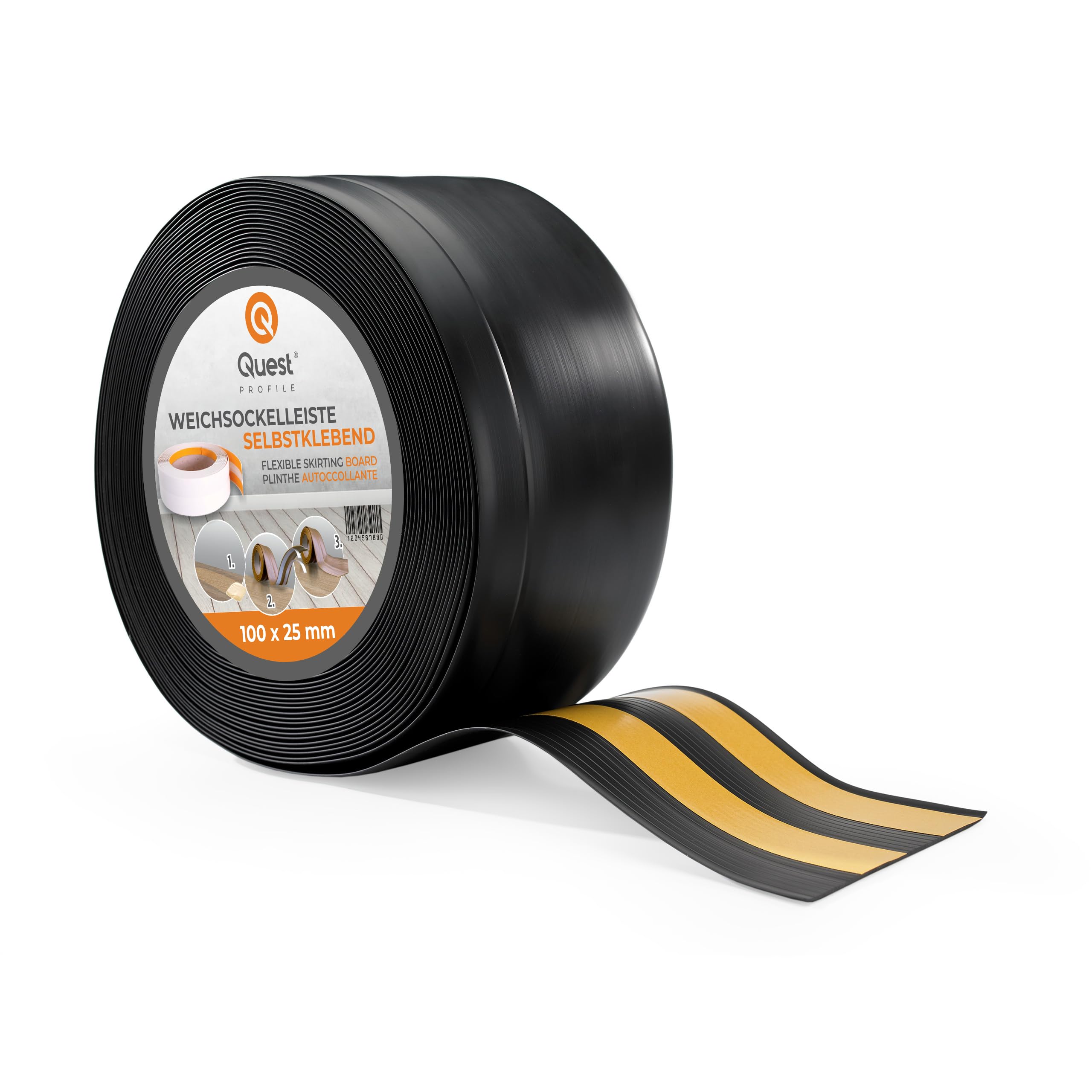 Quest Zachte Plint Zelfklevend - 70 mm x 20 mm - Afwerkstrip, brede vouwstrip - voor muren, vloeren - PVC, flexibel, waterdicht, decoratief (Bruin, 25m