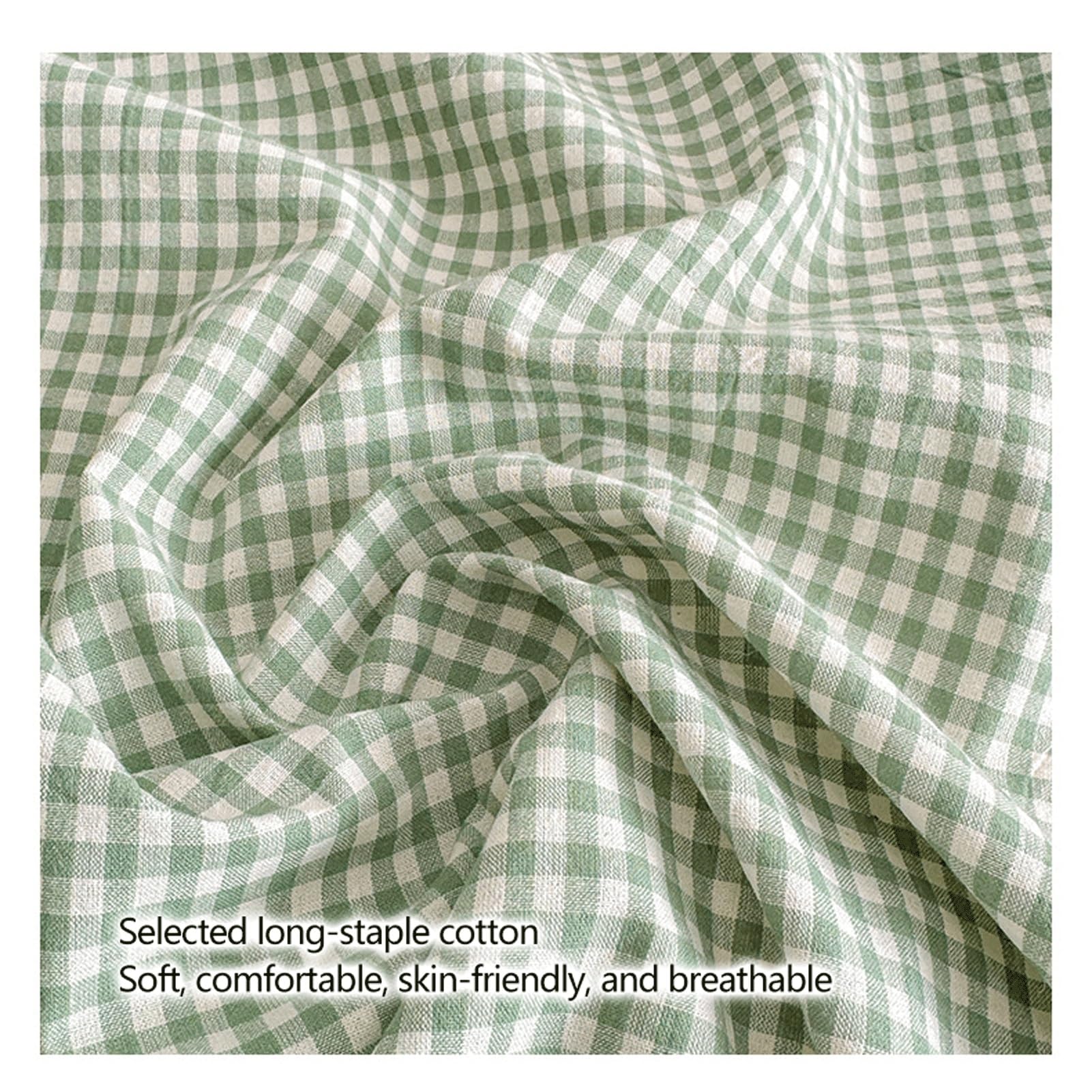 Sabanas Encimera Rayas a Cuadros 120x230cm a 245x270cm de Algodón Lavado Sábana Plana para Cama 90cm a 200cm Clase A Ultra Suave y Transpirable(Pink B,200x230cm+48x74cm x2)