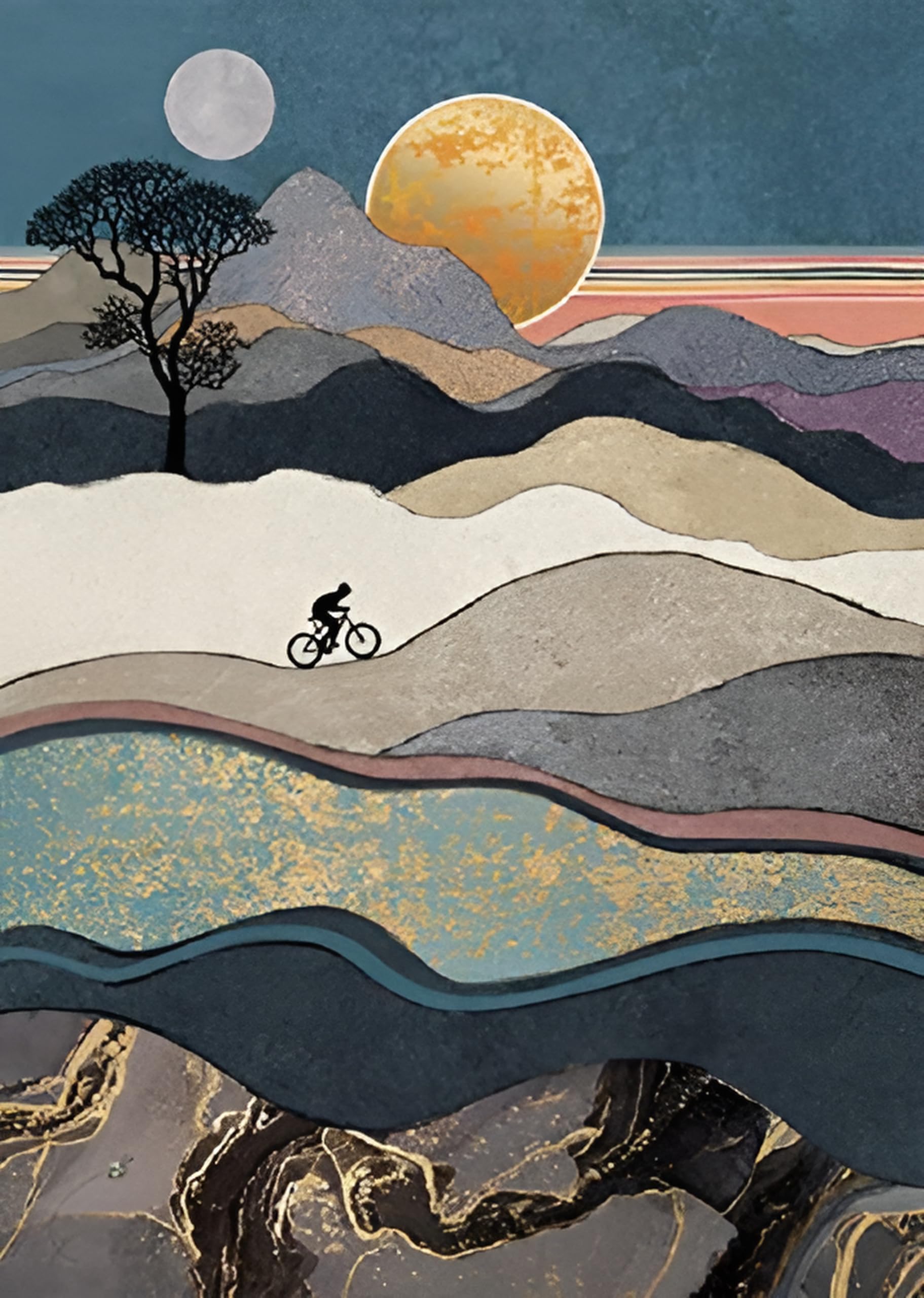 Blank Greeting Card - Scenic Range - Hill Cyclist