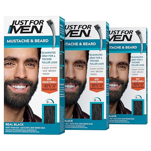 Gel aplicable con cepillo para bigote y barba Just For Men color rubio 3 Negro Real Black