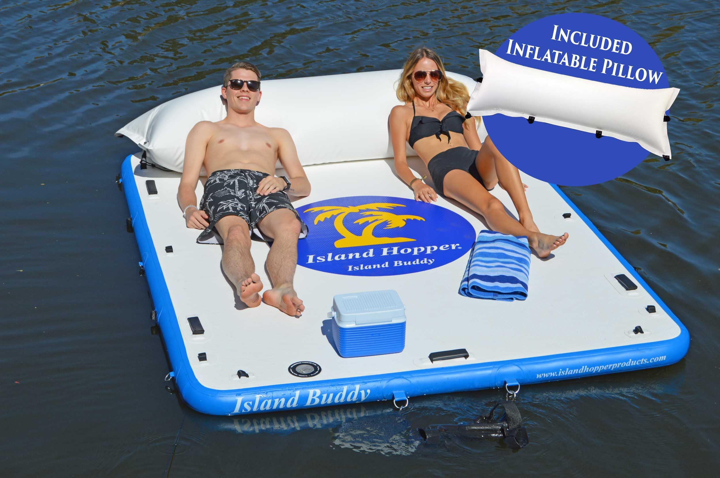 Island Hopper Island Buddy 8 Foot Inflatable Swimming Water Platform (Island Buddy 8' with Inflatable Pillow)