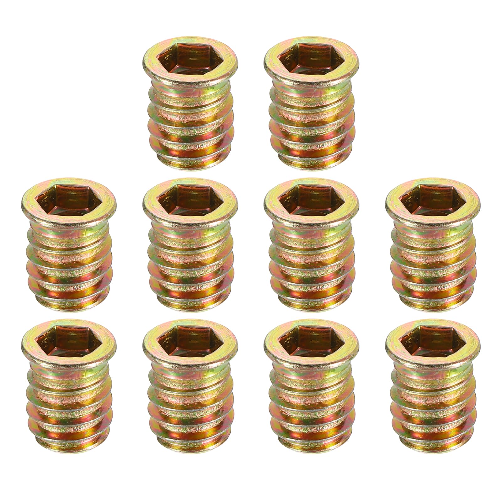 uxcell Wood Furniture M8x15mm Threaded Insert Nuts Interface Hex Socket Drive 10pcs