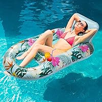 Vista 1 de Inflatable Pool Floats Adult - Pool Floaties Pool Lounger Raft for Adults Heavy Duty Water Pool Float with Cup Holder Backrest Swimming Pool