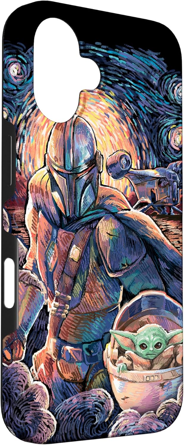 Star Wars: The Mandalorian & The Child Starry Night Style Case for iPhone 16