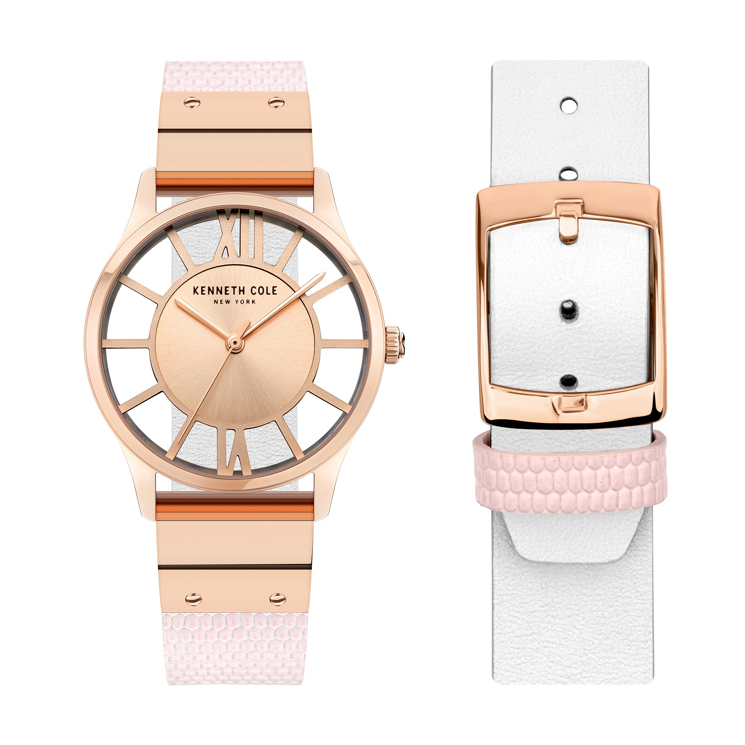 Kenneth Cole Quartz Analog Rose Gold Dial Leather Strap Watch for Women-NEKCWLA2106003LD (B09FTHLLYB) Amazon Price History, Amazon Price Tracker