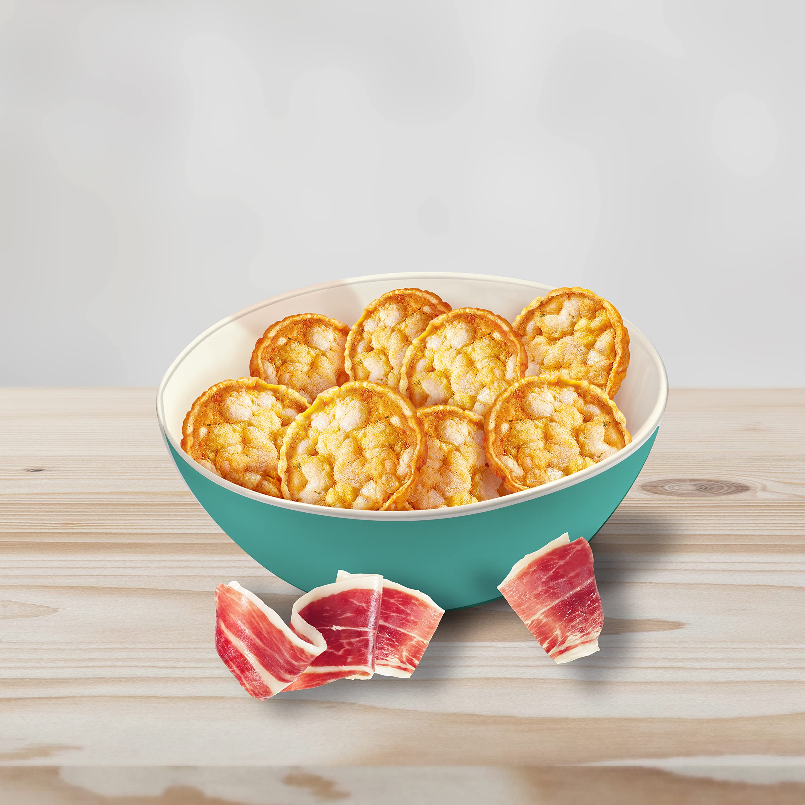 Bicentury Mini Tortitas de Cereales Sabor Jamón Ibérico Snack Crujiente 7 unidades