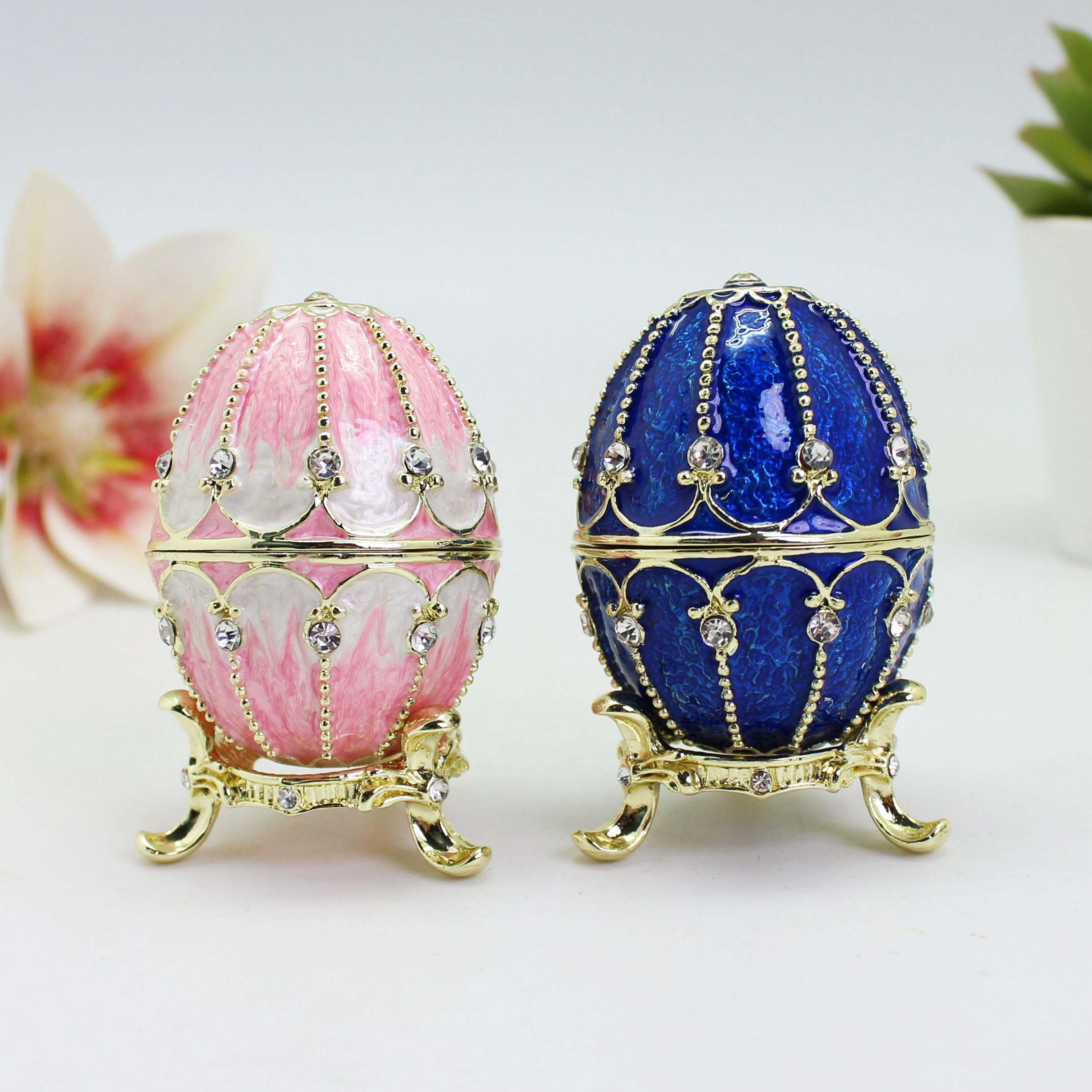 Amazon｜XJYGFTS イースターエッグ 小物入れ - 手描きのエナメル装飾