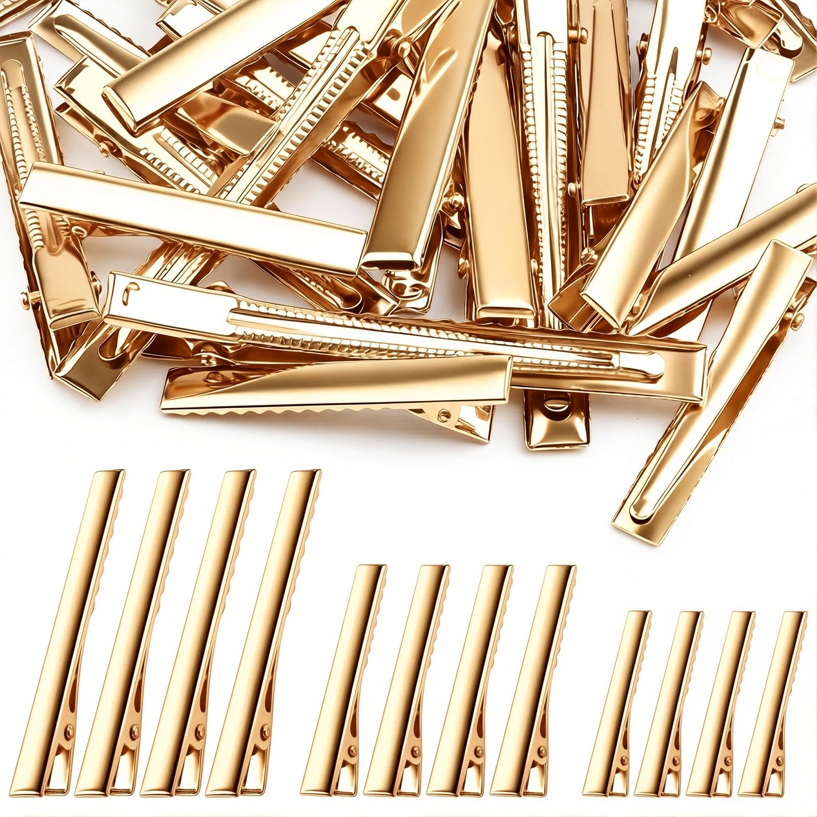 30-Pack Alligator Hair Clips, Large Metal Golden Hair Clips for Bow Making