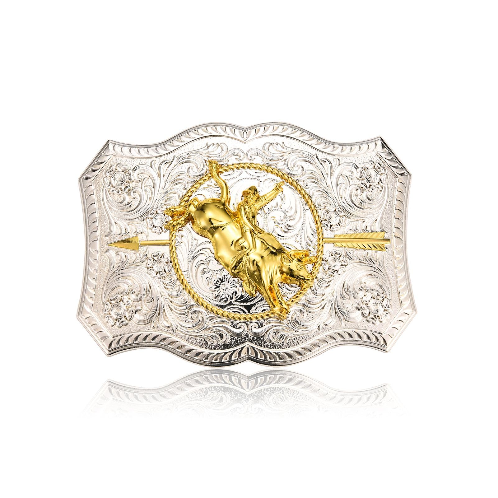 MASOP VOGU Western Belt Buckle for Men Cowboy Long Horn Bull Belts
