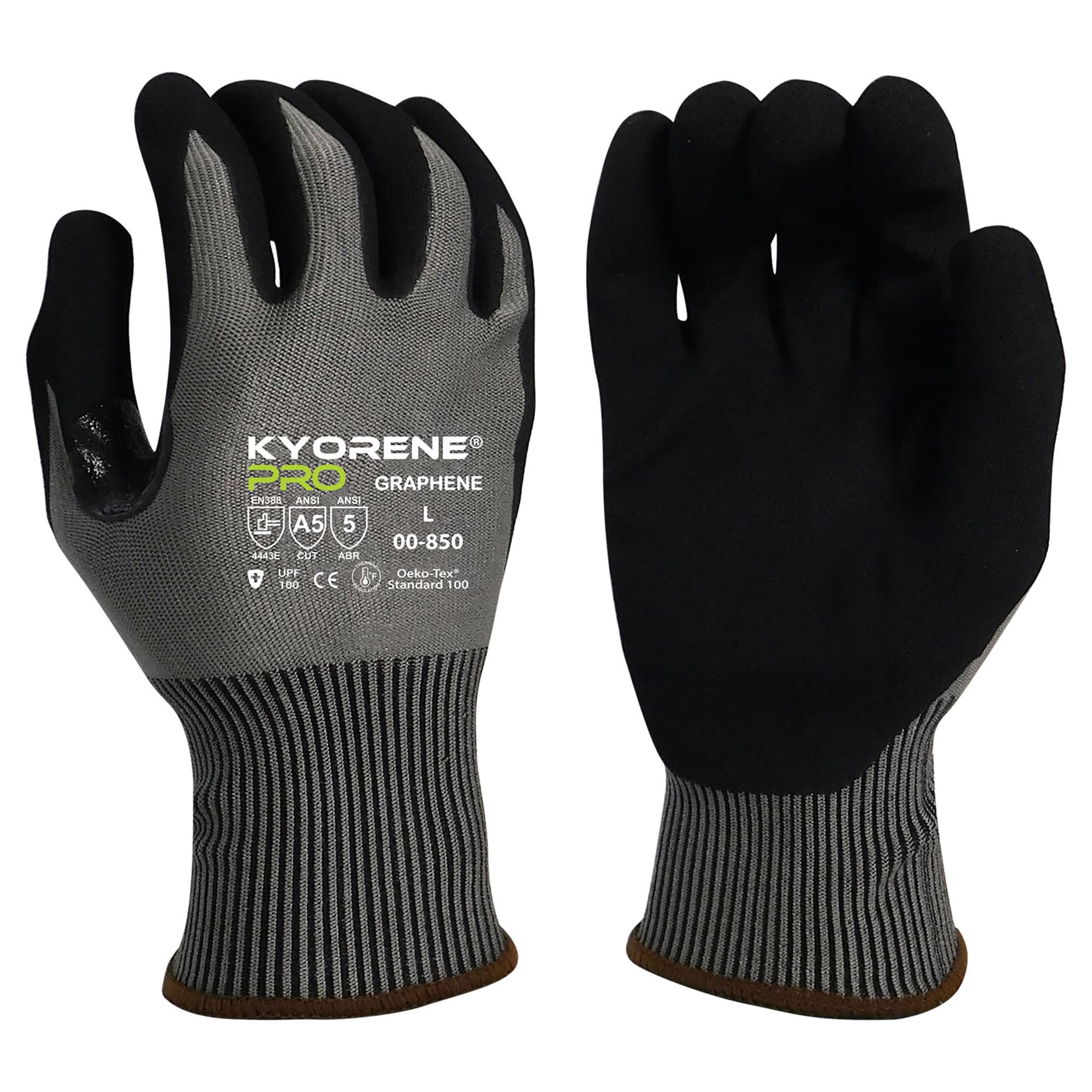 Armor Guys Kyorene Pro 00-850 A5 Cut Resistant Work Gloves - Graphene, Nitrile Grip, Breathable for Sheet Metal Handling - Large, 12 Pairs