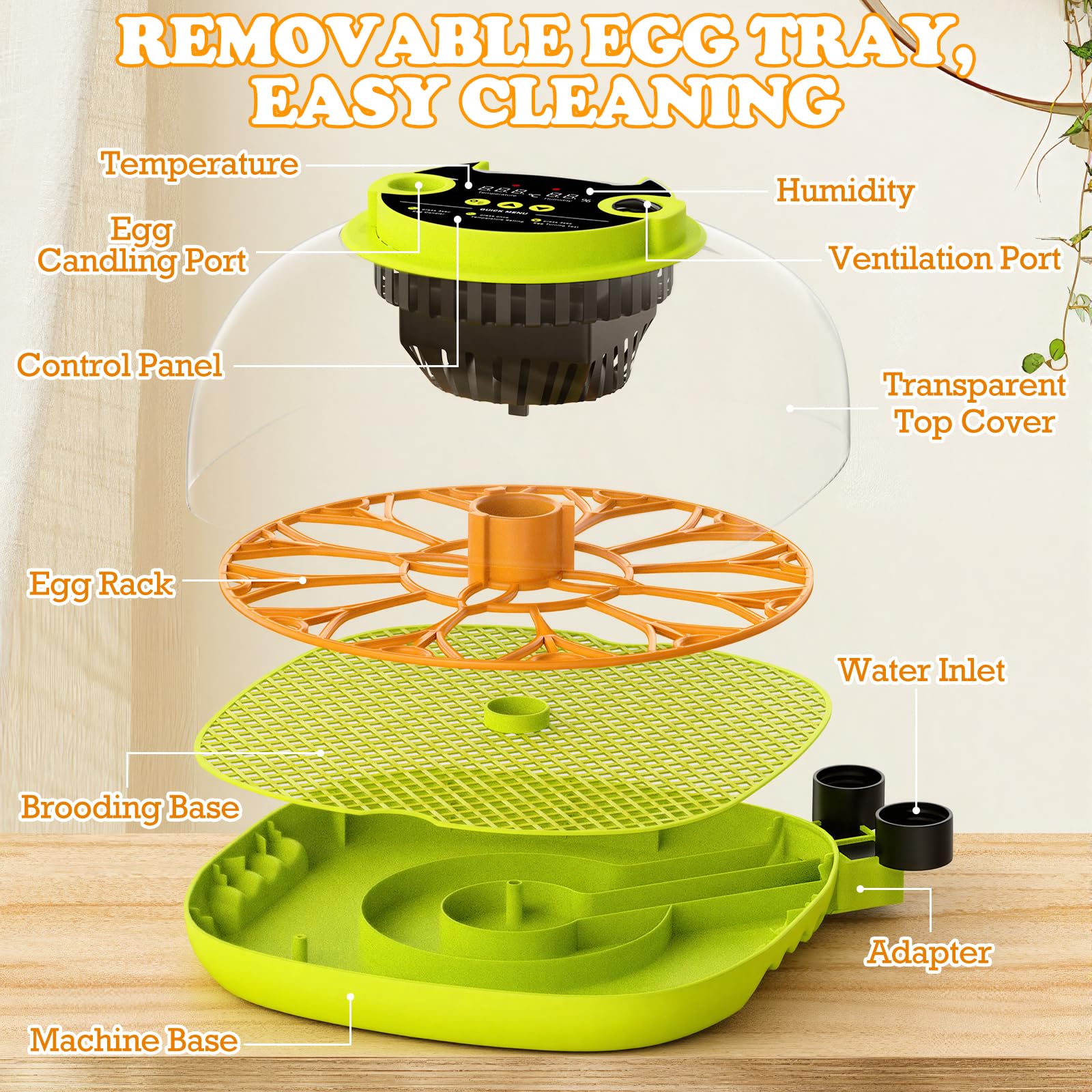 Incubadora de 12 huevos totalmente automática, incubadora de gallinas con suministro de agua automático y volteador de huevos automático, control de humedad, examinador de huevos para gallinas, patos