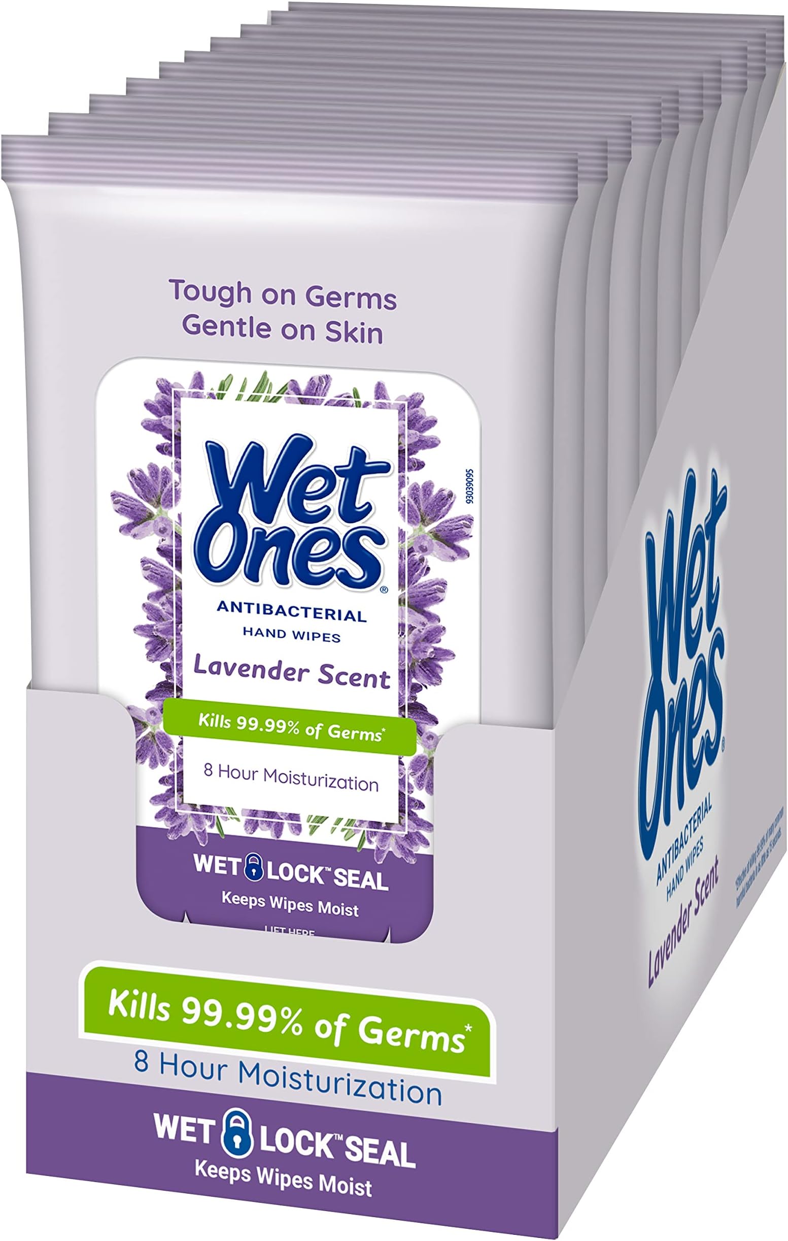Wet Ones Antibacterial Lavender Hand Wipes | Travel Wipes Case, Moisturizing | 20 ct. Travel Size Wipes (10 pack)