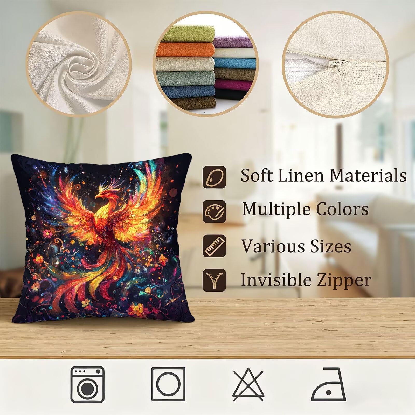 Vistoso Funda Cojin 60x60 FéNix Funda Almohada 60x60 Cojines Sofa Súper Suave Fundas Cojines Decorativos Fundas Almohadas 4 Piezas Cervicales y Cuello, para Hogar Sofa Cama Salon Decoracion E - 883