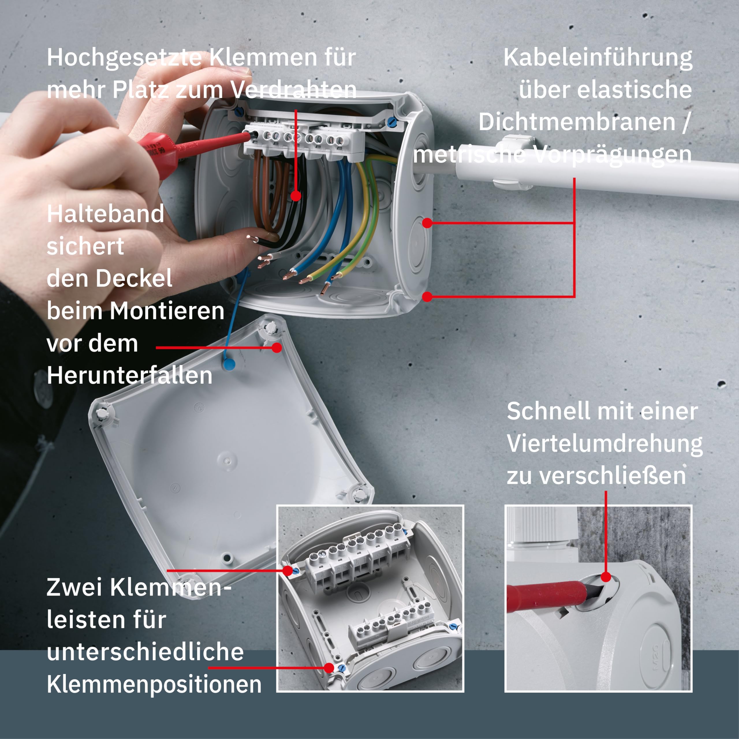 Hensel cavo cassetta di derivazione Dk 2525 G 6 – 25qmm Dose, Alloggiamento per montaggio a parete/soffitto 4012591125082