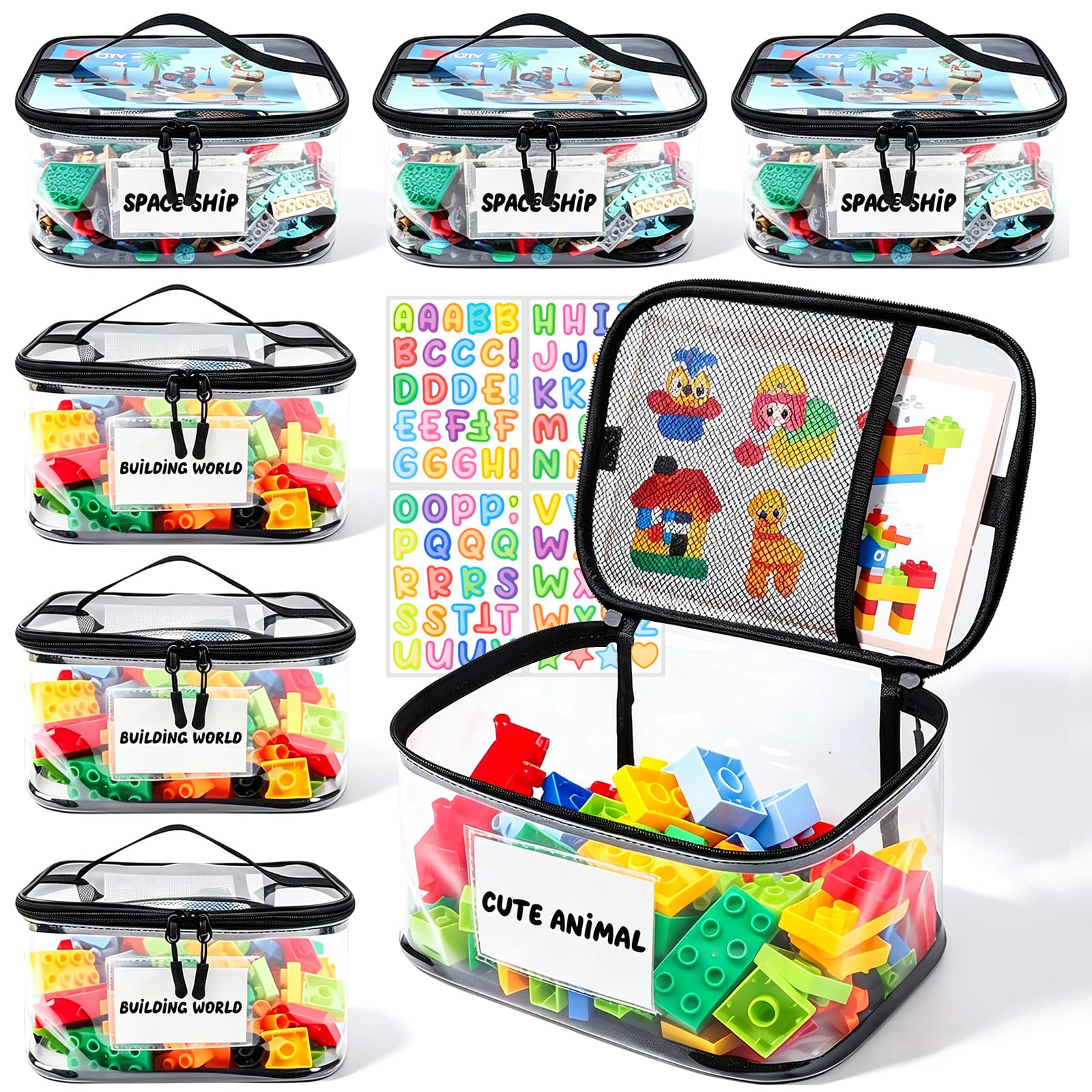 Amazon.com: Tesuko 6 Pack Clear Toy Storage Bag with Name Tag&