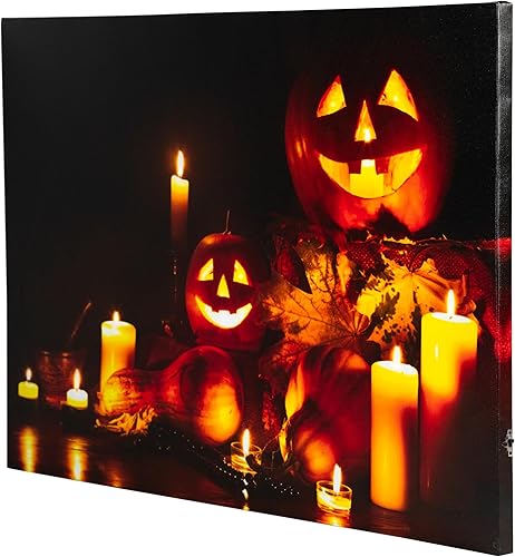 Miniatura 4 de Northlight Lienzo decorativo para pared de Halloween con luces LED de 15.75 x 23.5 pulgadas