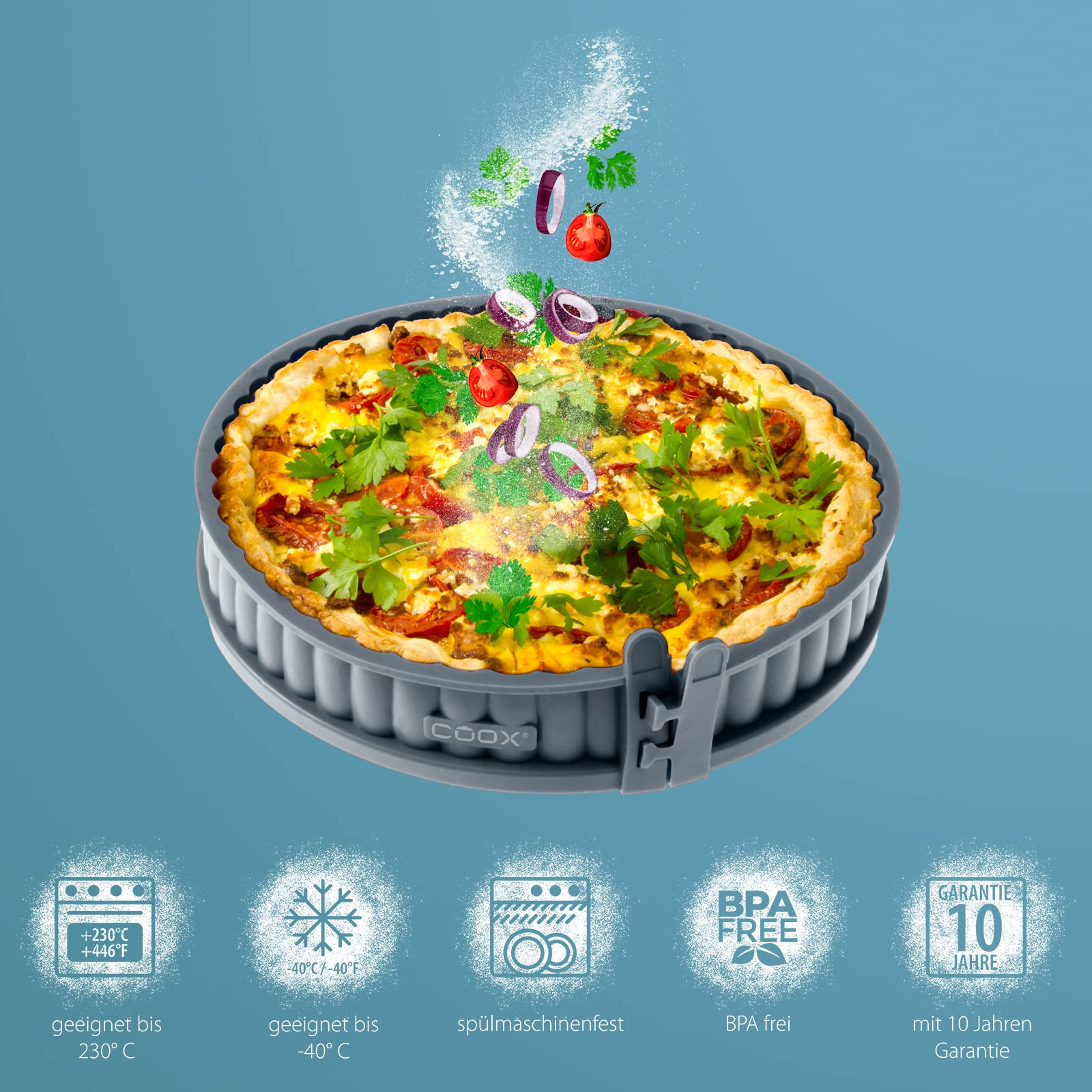 Teglia Apribile Con Fondo In Porcellana Blu - Diametro 26cm, Cuoci E Servi Senza Spostare