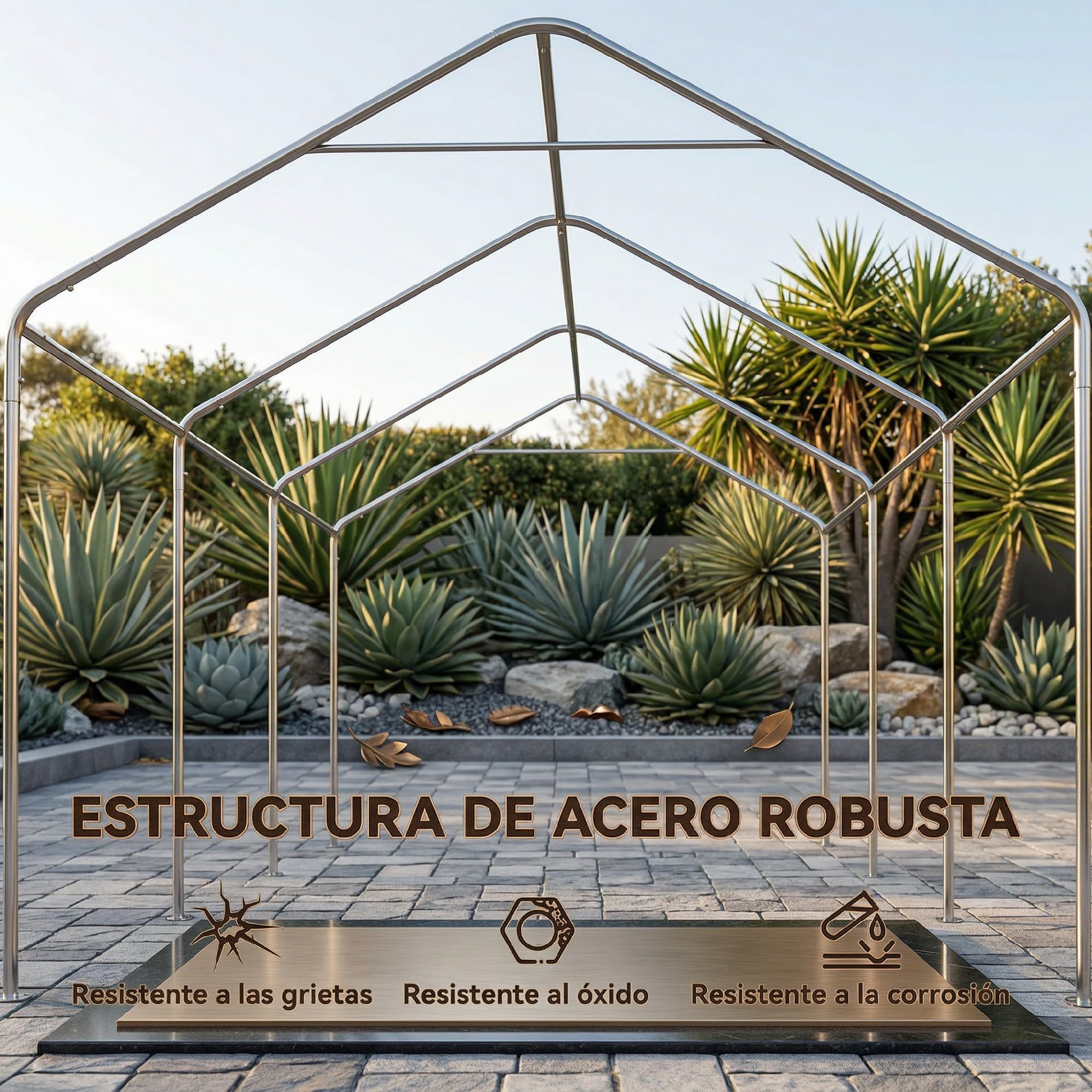 Outsunny Carpa Garaje Portátil 3x6 m Impermeable para Coche Gris Oscuro | Anti-UV, Paredes Laterales Desmontables, 2 Puertas Enrollables, Garaje Exterior, Cobertizo para Herramientas de Jardín