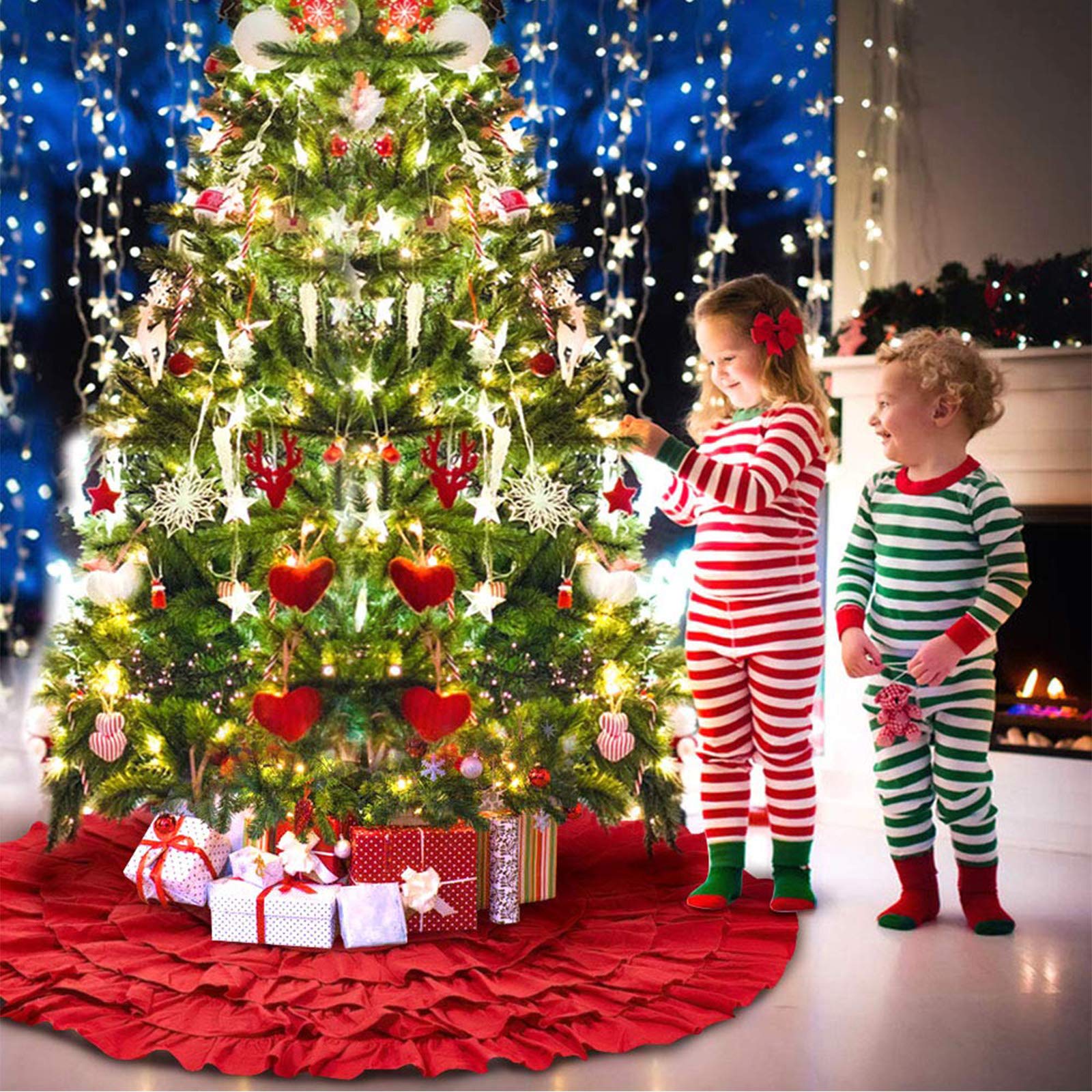 Amazon.co.jp: DegGod レッドクリスマスツリースカート 50インチ 黄