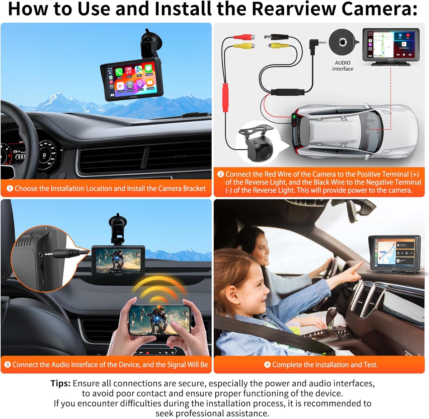Step-by-step guide for installing the rearview fotoaparát