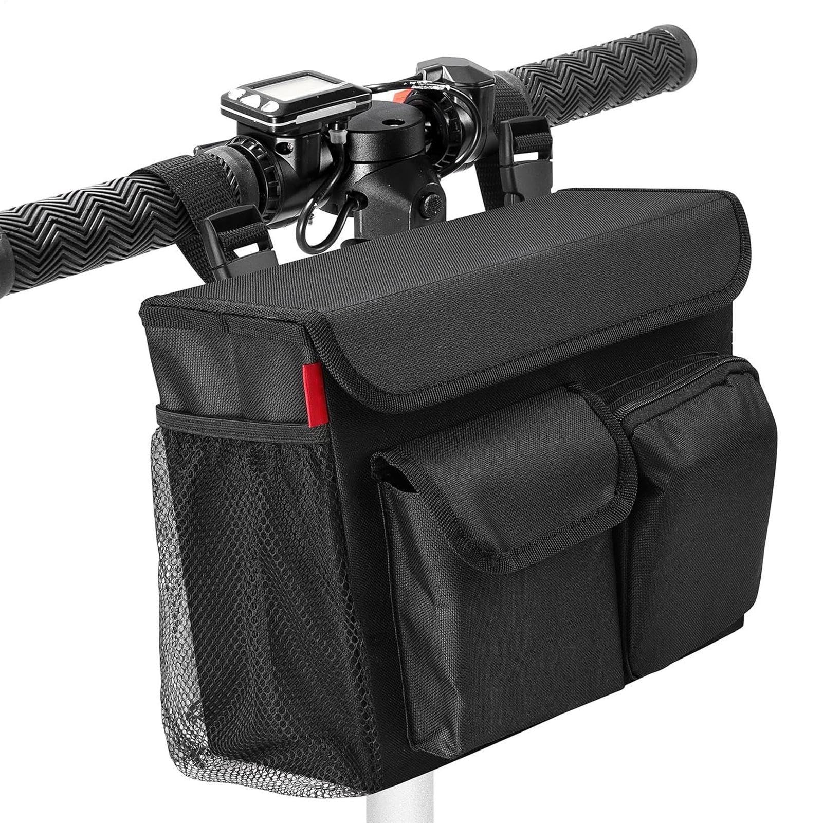 Zohuwerui Electric Scooter Handlebar Bag with Compartment, Mobility Scooter Front Pouch with Pockets for Phones Keys Wallets Tools, Storage Bag for Electric Scooters, E-Bike, Motorcycles, 32x25x11cm