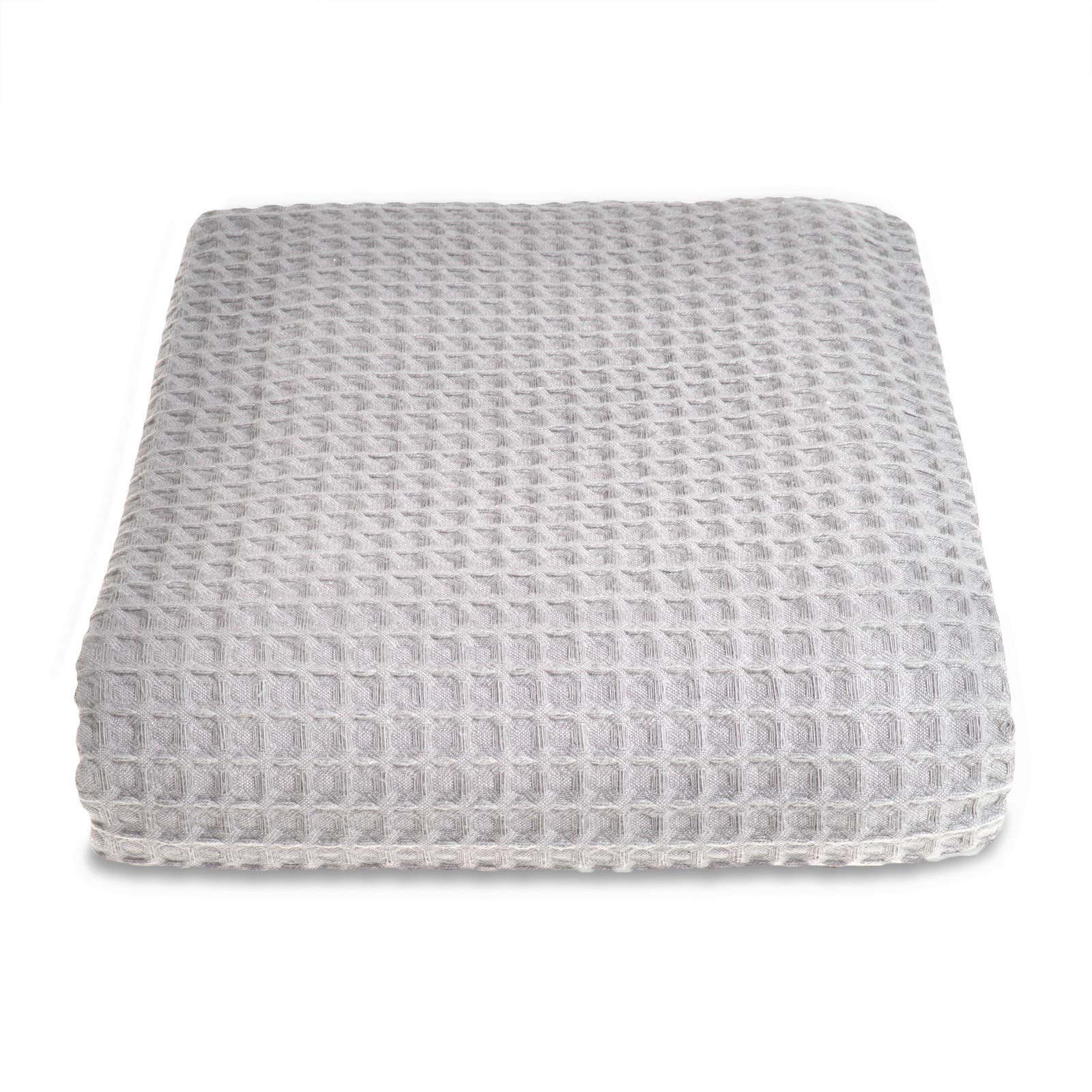 Allure Waffle Throw Blanket, 100% Cotton Luxury Double Bedspread, 175 x 225cm (Dove Grey)