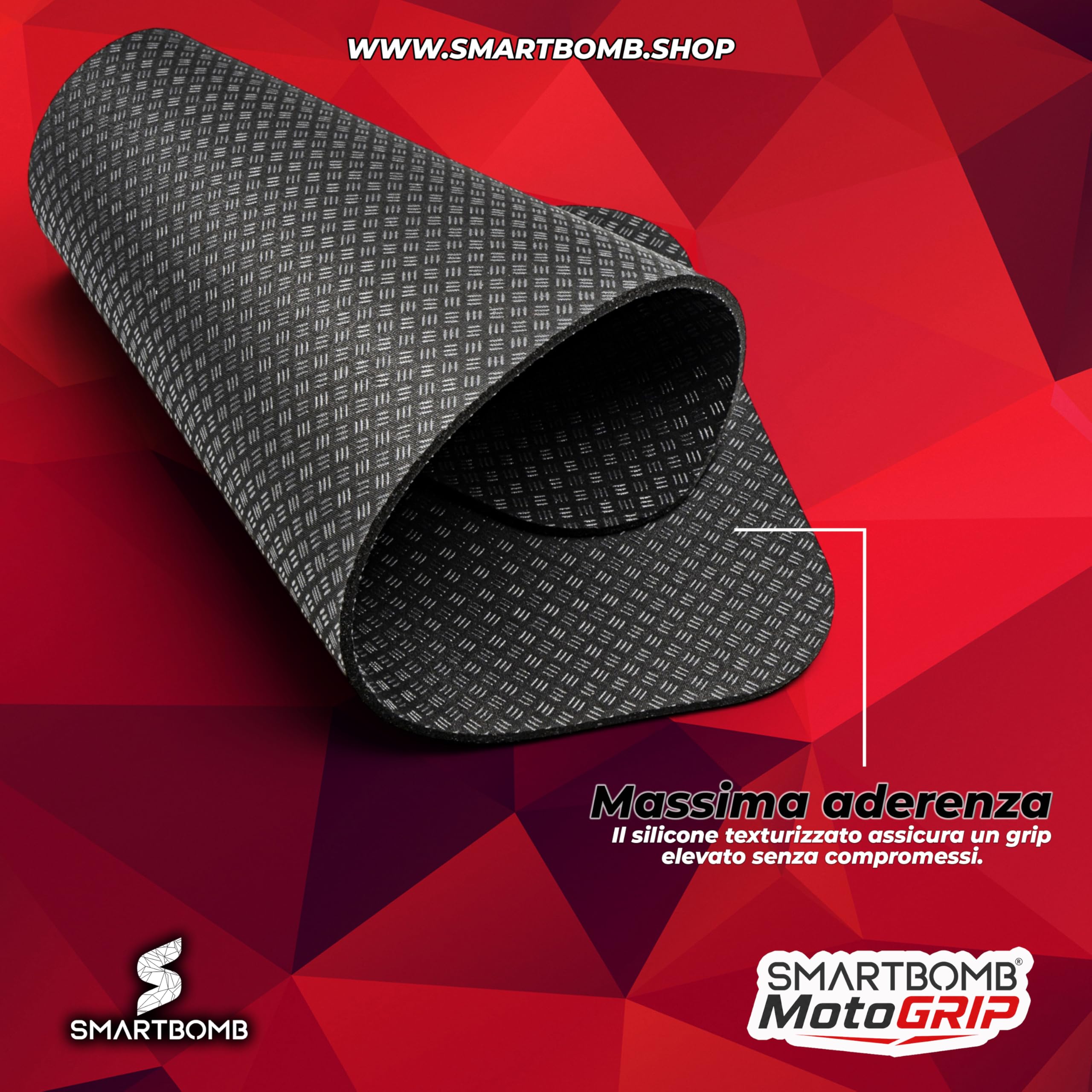 Smartbomb® MotoGrip – Tappetino Protettivo Antiscivolo per Cavalletto Centrale Moto e Scooter Proteggi pavimento in Silicone resistente 6mm 64x30cm