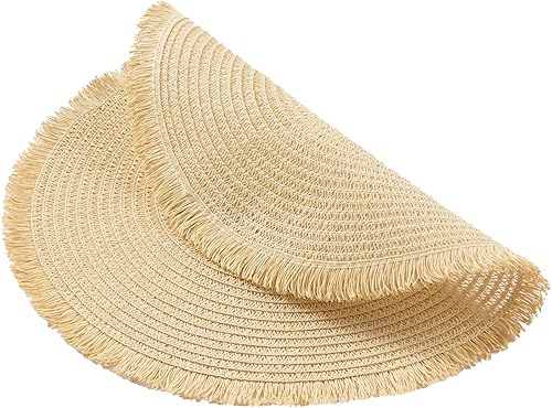 Miniatura 5 de FunWheat Juego de 12 manteles individuales redondos de papel para mesas de comedor 15 pulgadas resistentes al calor hechos a mano naturales para