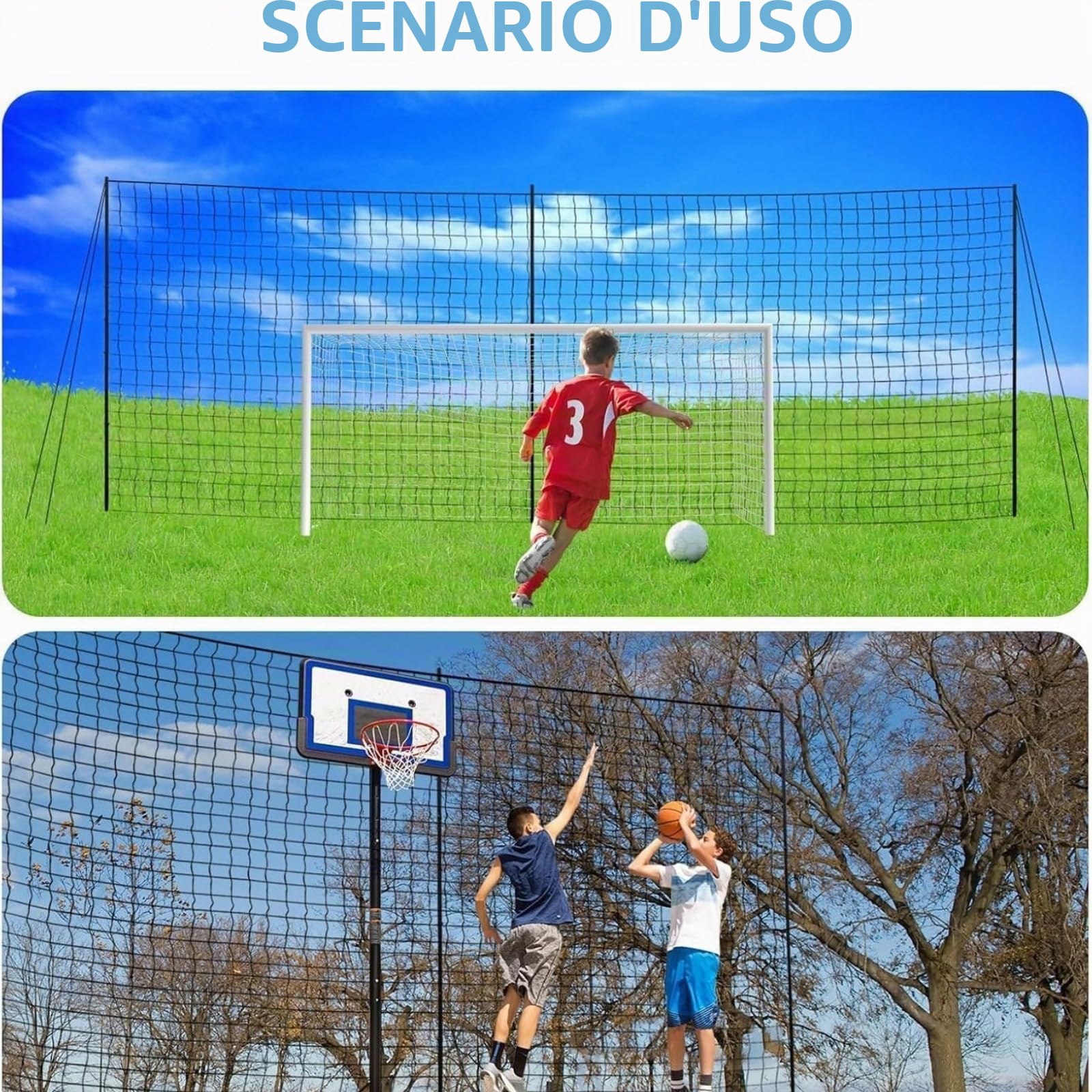 Rete da Allenamento di Calcio Grande, Telaio Resistente e Rete Resistente alle intemperie, Rete da Calcio, fermaporta Sportivo Resistente, 6 m per Cortile, Pratica sul Campo e Protezione