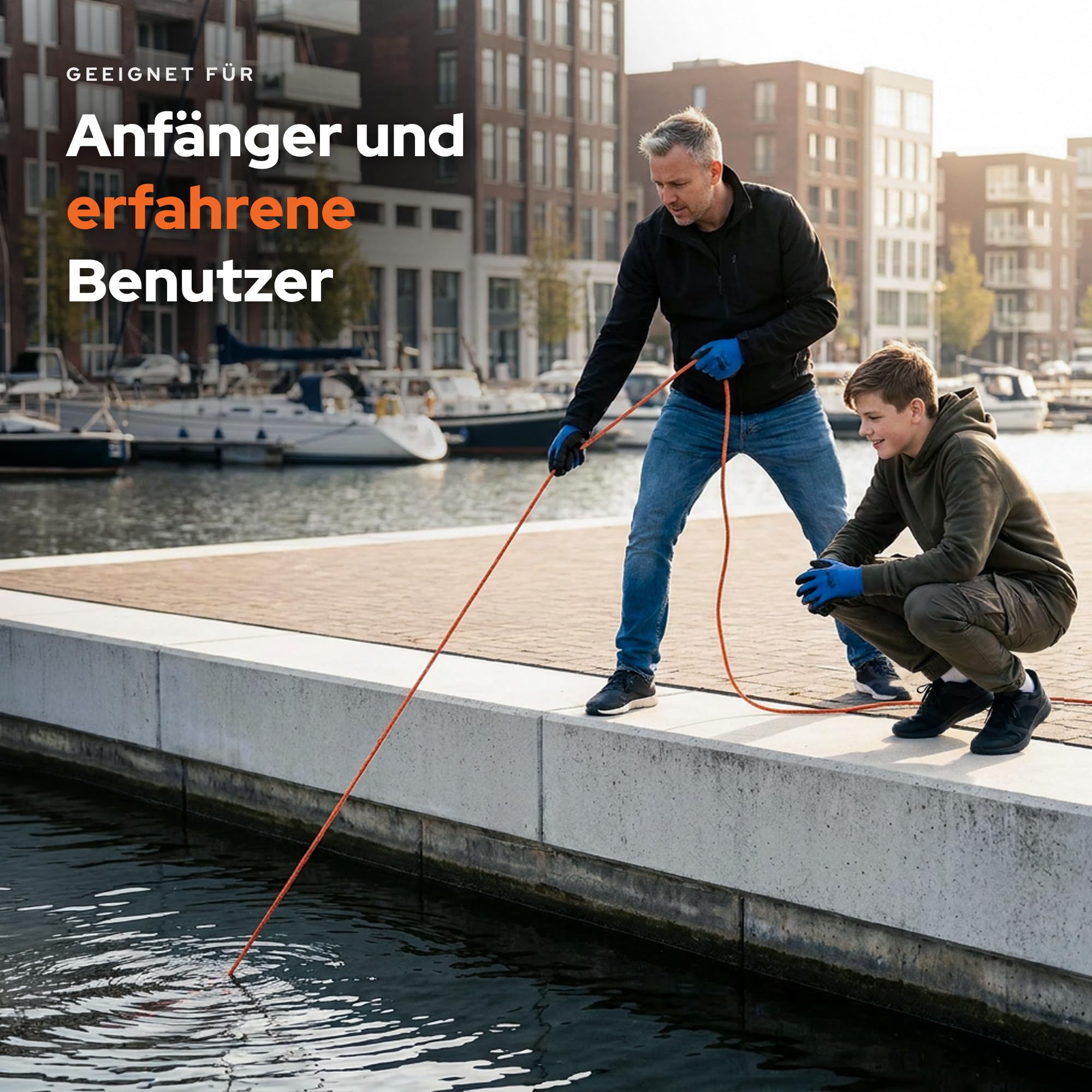 Magnetar - Magnetfischen Set - Doppelseitig 500kg Bergemagnet - Magnetangel Paket mit Doppelmagnet/Seil/Handschuhen/Kleber - Angelmagnet zum Magnet fischen