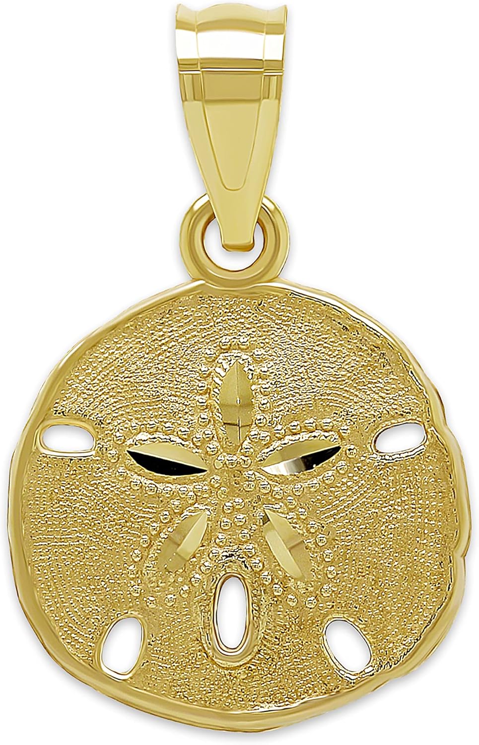 Charm America - Gold Small Sand Dollar Charm - 10 Karat Solid Gold - Dainty Sand Dollar Pendant - Ocean Beach Seashell Charm - Charms For Necklaces, Bracelets, Anklets