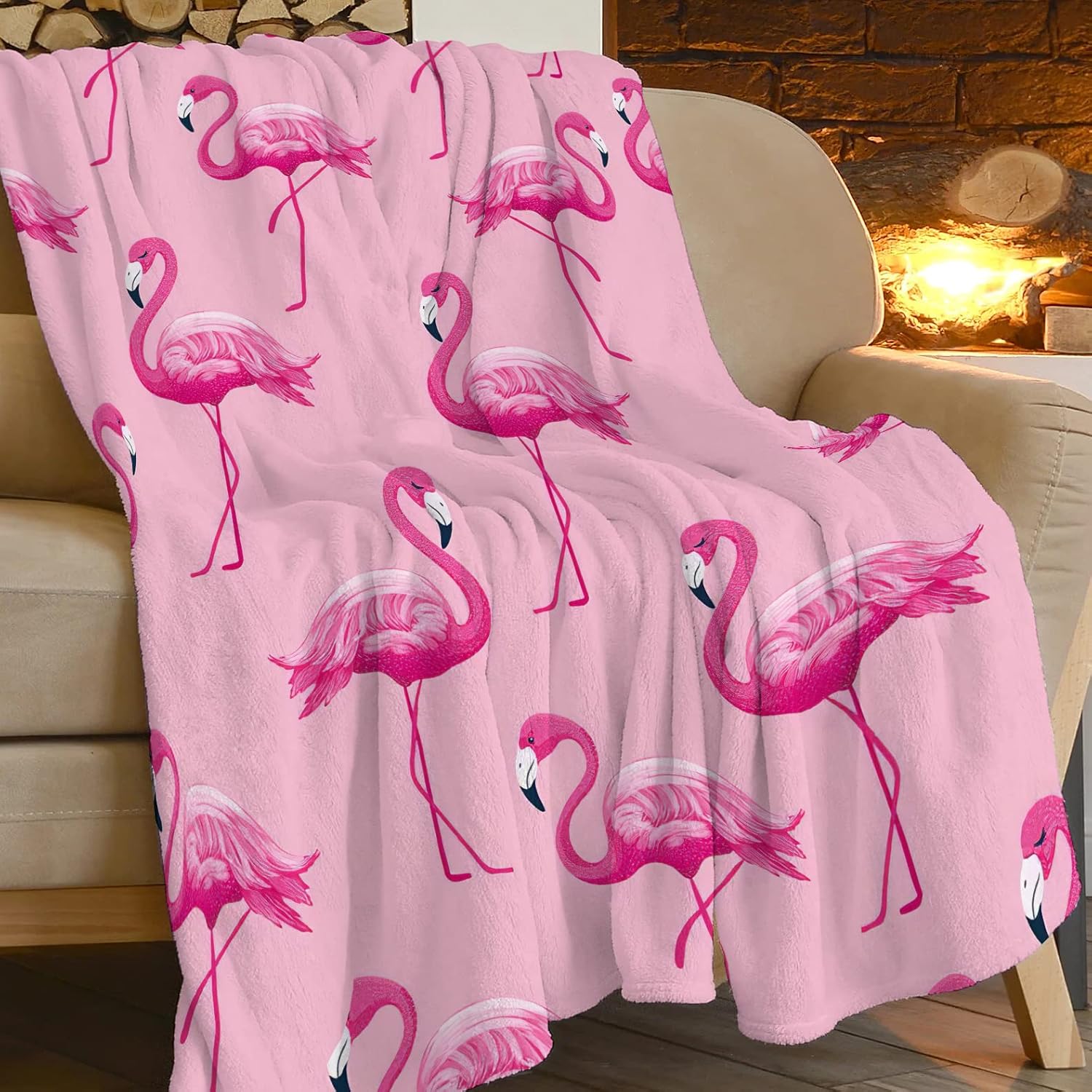 Flamingo Blanket Soft Warm Pink Flamingo Animal Fleece Throw Blanket Gifts for Women Girls Flamingo Stuff Decor Cozy Plush Lightweight Flannel Gifts Blankets for Adults Kids 50"X40" - Image 3