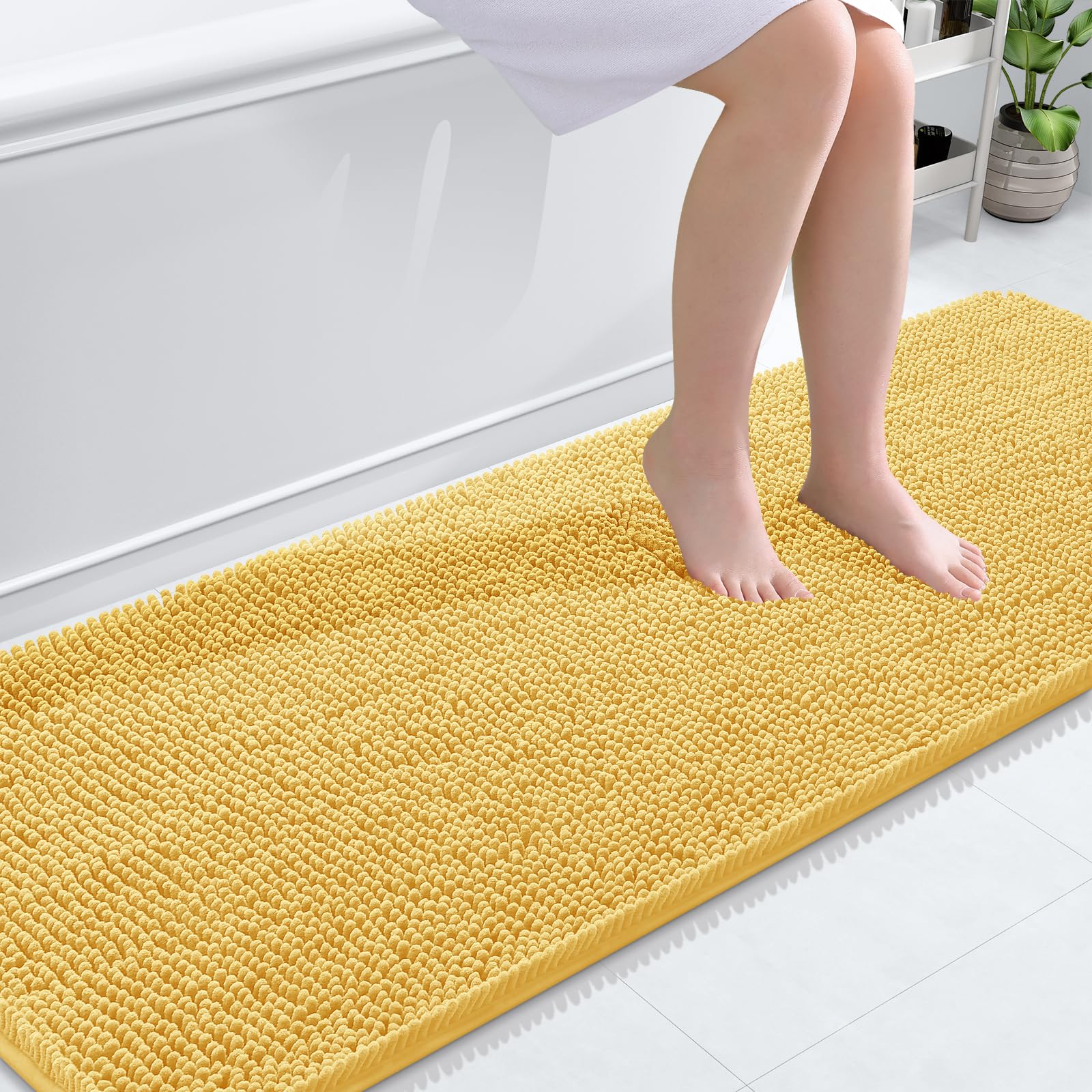 OLANLY Bathroom Runner Rugs 70x24, Extra Soft Absorbent Chenille Bath Rugs, Rubber Backing Quick Dry, Machine Washable Long Bath Mats for Bathroom