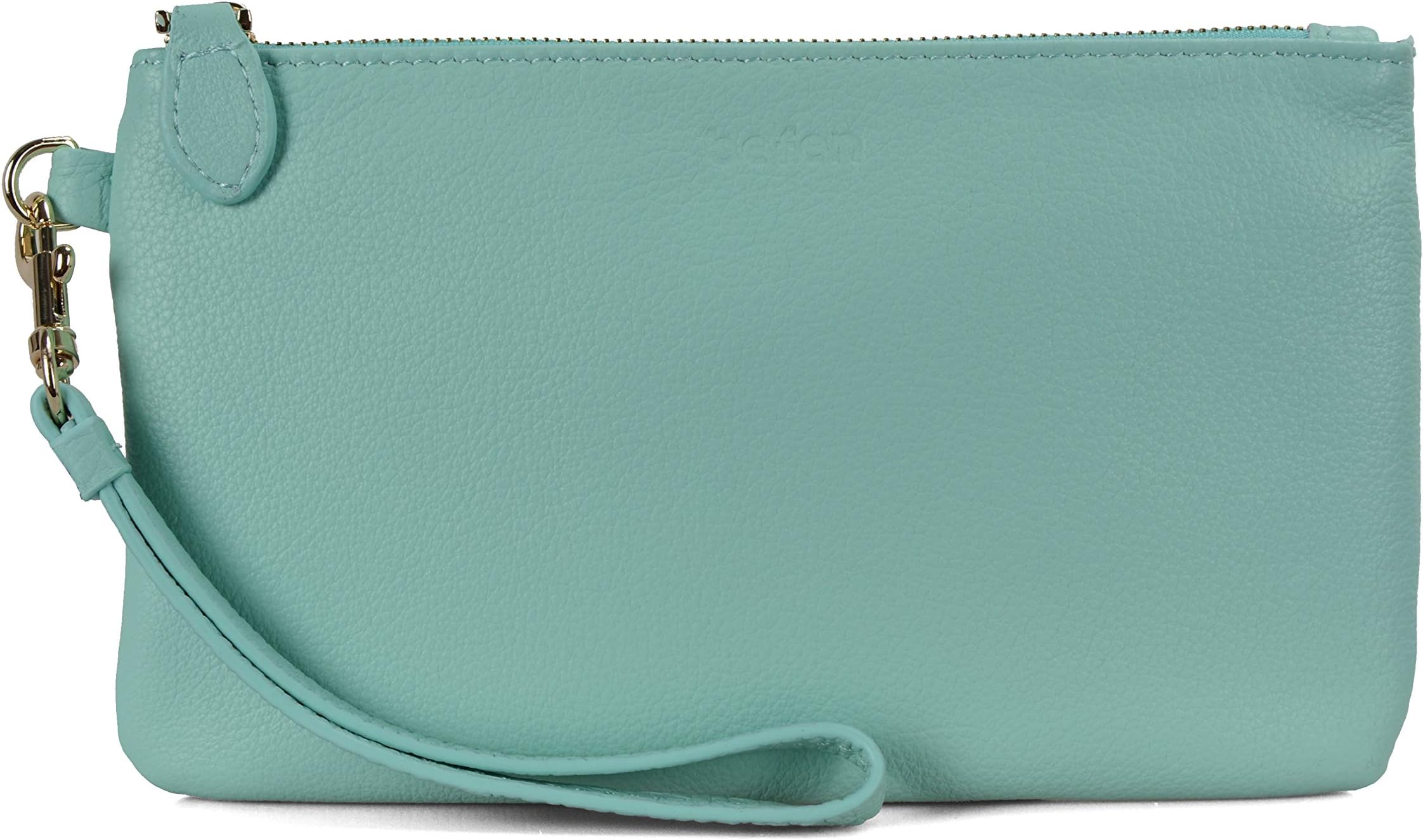 befen Women Genuine Leather Clutch Wallet, Smartphone Wristlet Purse - Fit iPhone 8 Plus (Turquoise)