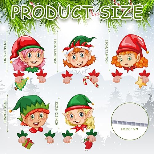 Vista 30 de Barydat 5 piezas de decoración de valla de Navidad Peeker para decoración de jardín y patio, decoración al aire libre de Navidad, bonito letrero