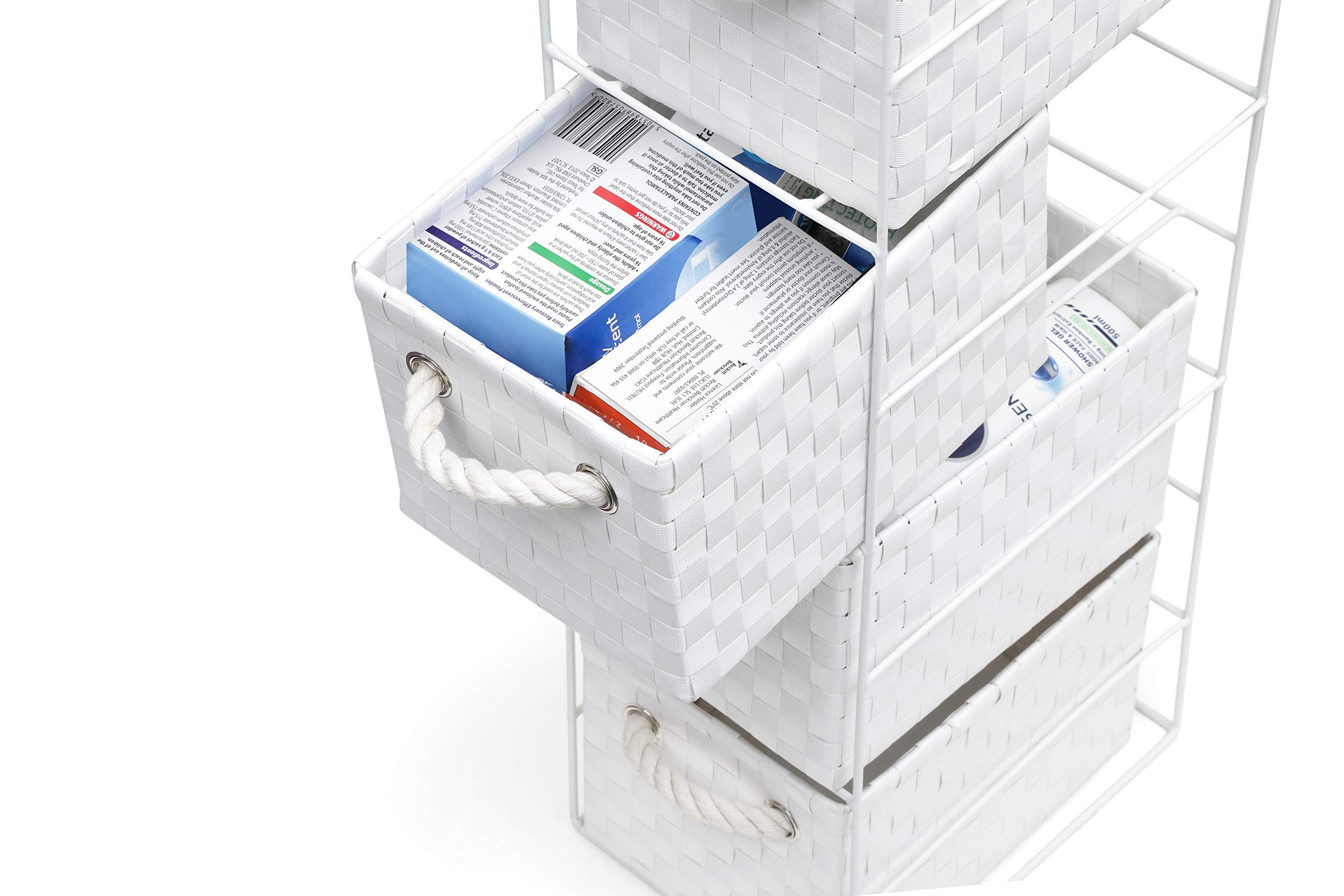 ARPAN - Armario de Almacenamiento con 4 cajones, Color Blanco, Ideal para el hogar, Oficina, Dormitorio, Unidad de 18 x 25 x 65 cm.