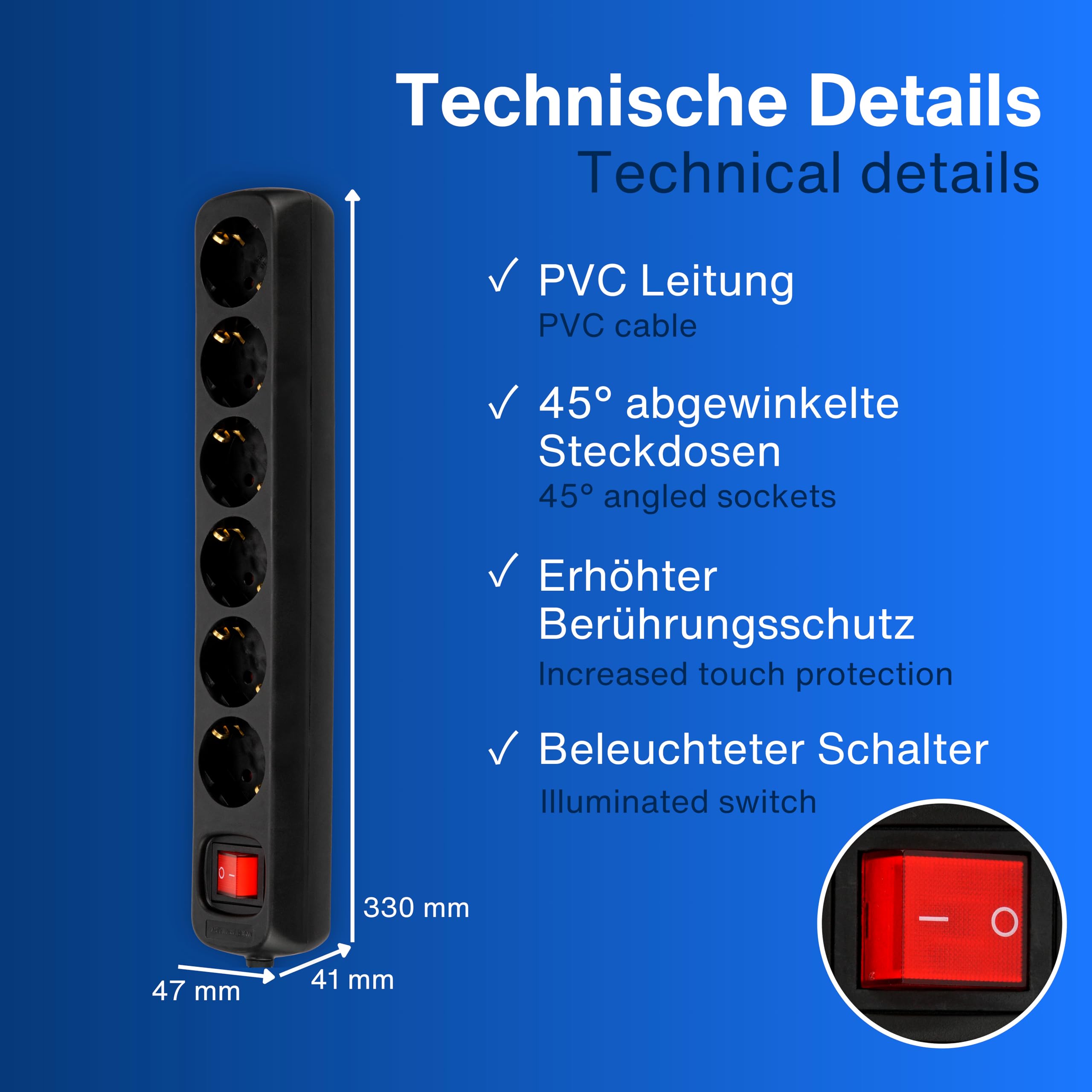 Rallonge Multiprise 6 Trous Câble 1.4m-blanc